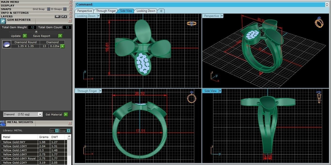 High Jewelry Cocktail Ring 3dm stl renders details 3D print model_4