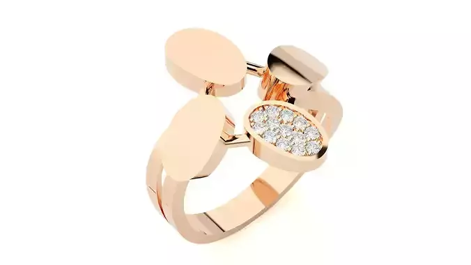High Jewelry Cocktail Ring 3dm stl renders details 3D print model