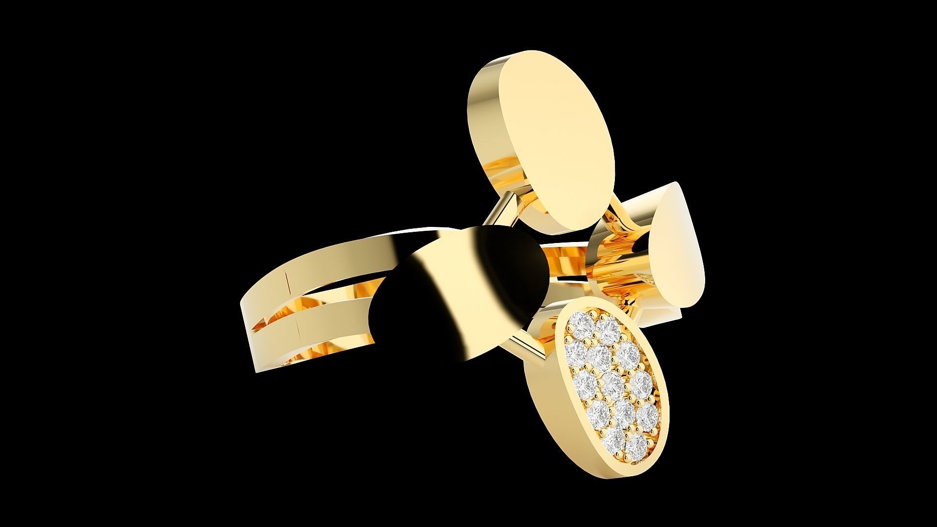 High Jewelry Cocktail Ring 3dm stl renders details 3D print model_34