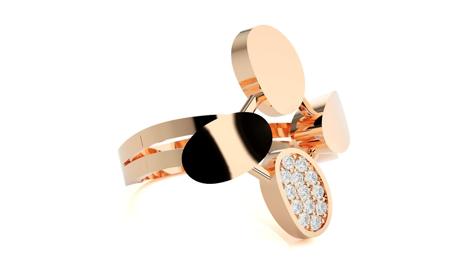 High Jewelry Cocktail Ring 3dm stl renders details 3D print model_3