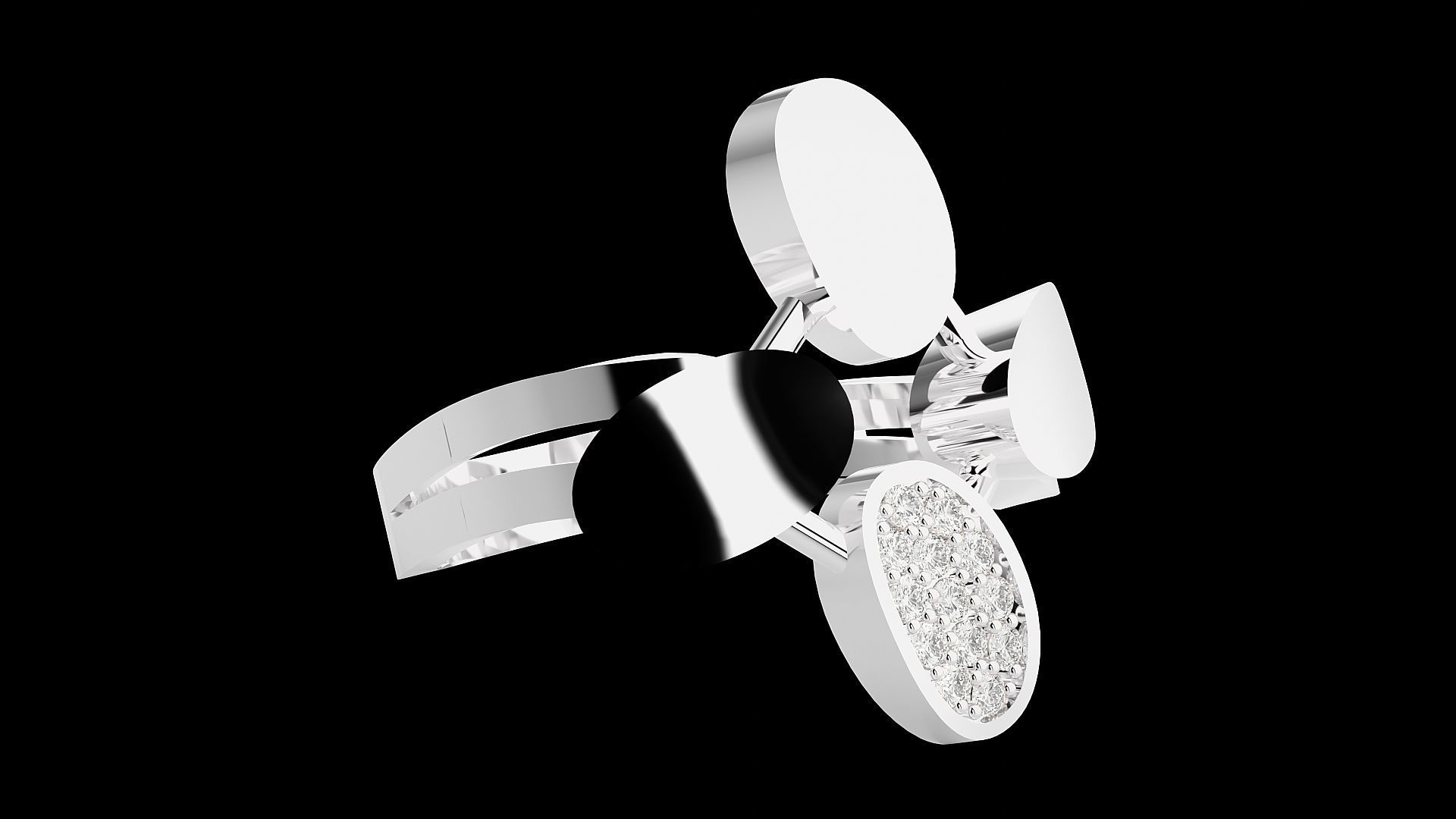 High Jewelry Cocktail Ring 3dm stl renders details 3D print model_22