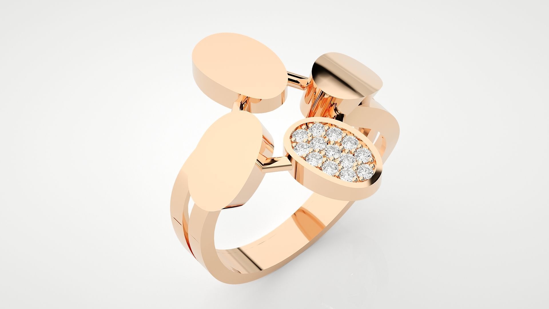 High Jewelry Cocktail Ring 3dm stl renders details 3D print model_6