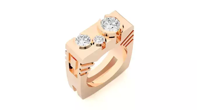 Tri Star Diamond Head High Jewelry Cocktail Ring 3dm stl renders