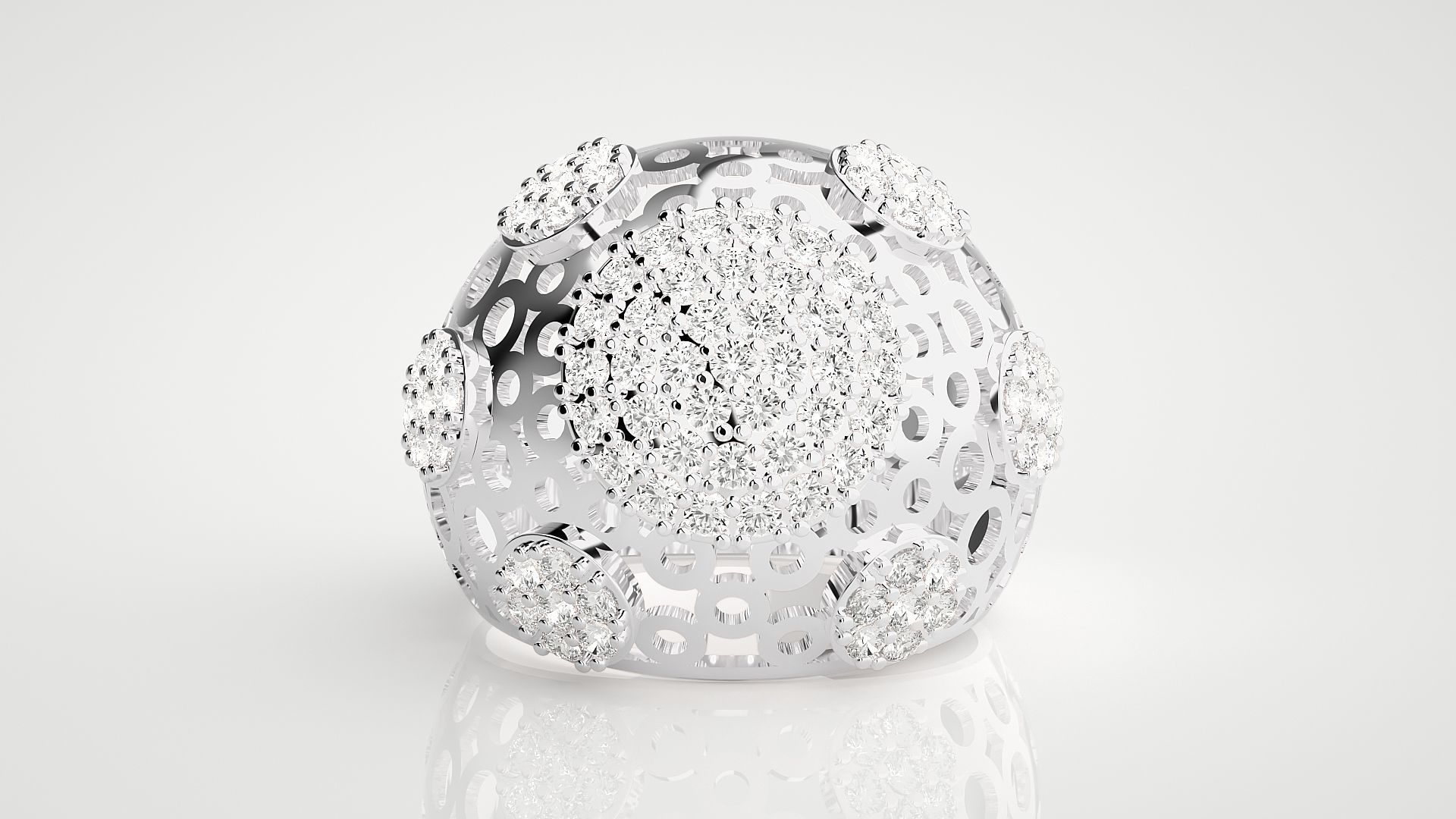 High Jewelry Cocktail Ring 3dm stl renders details 3D print model_14