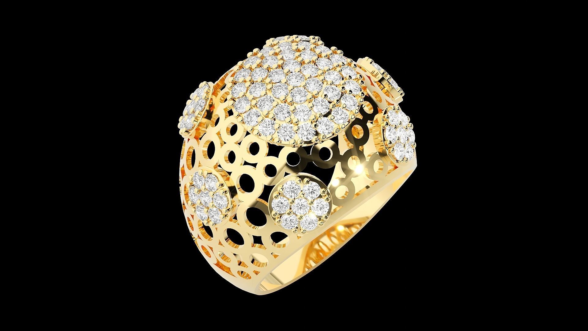 High Jewelry Cocktail Ring 3dm stl renders details 3D print model_35