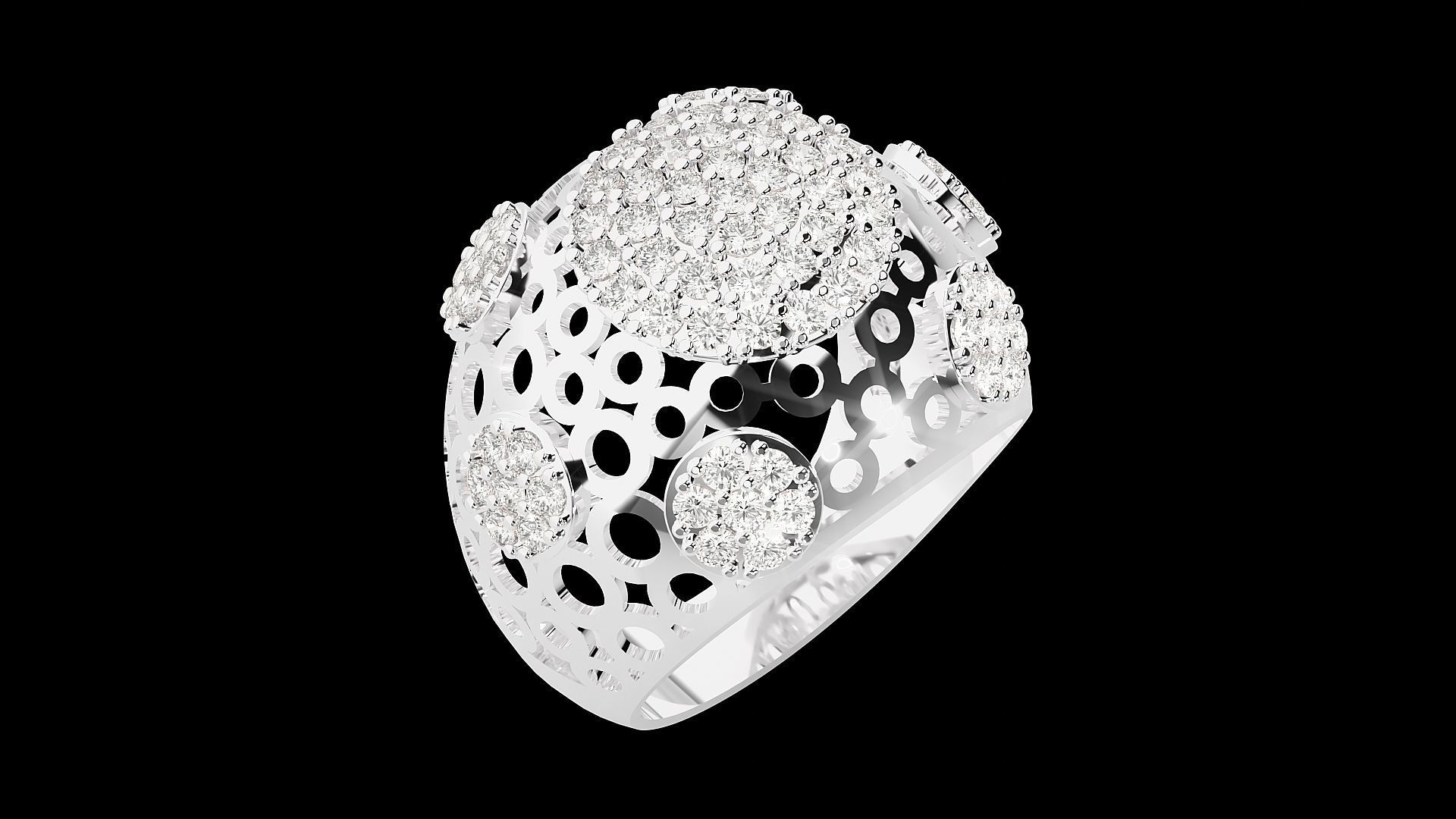 High Jewelry Cocktail Ring 3dm stl renders details 3D print model_23