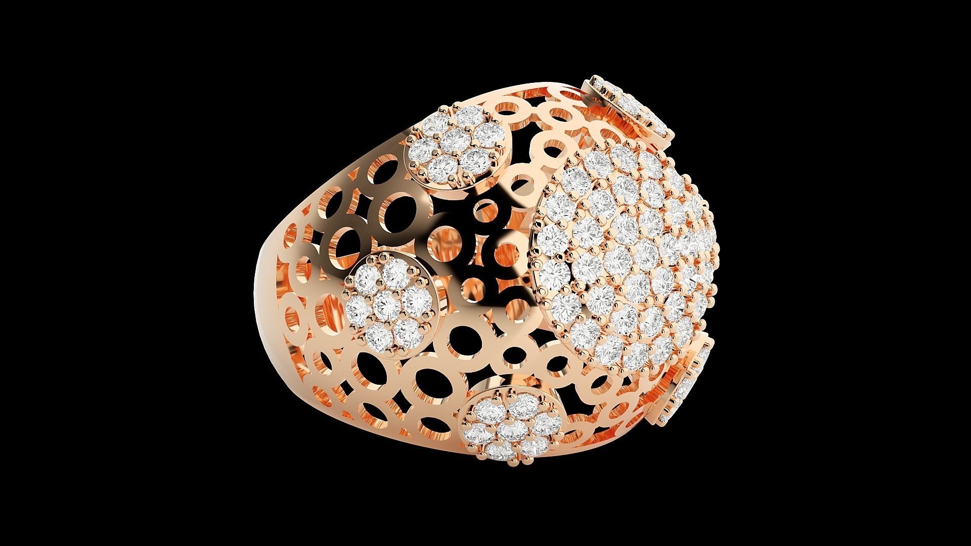 High Jewelry Cocktail Ring 3dm stl renders details 3D print model_9