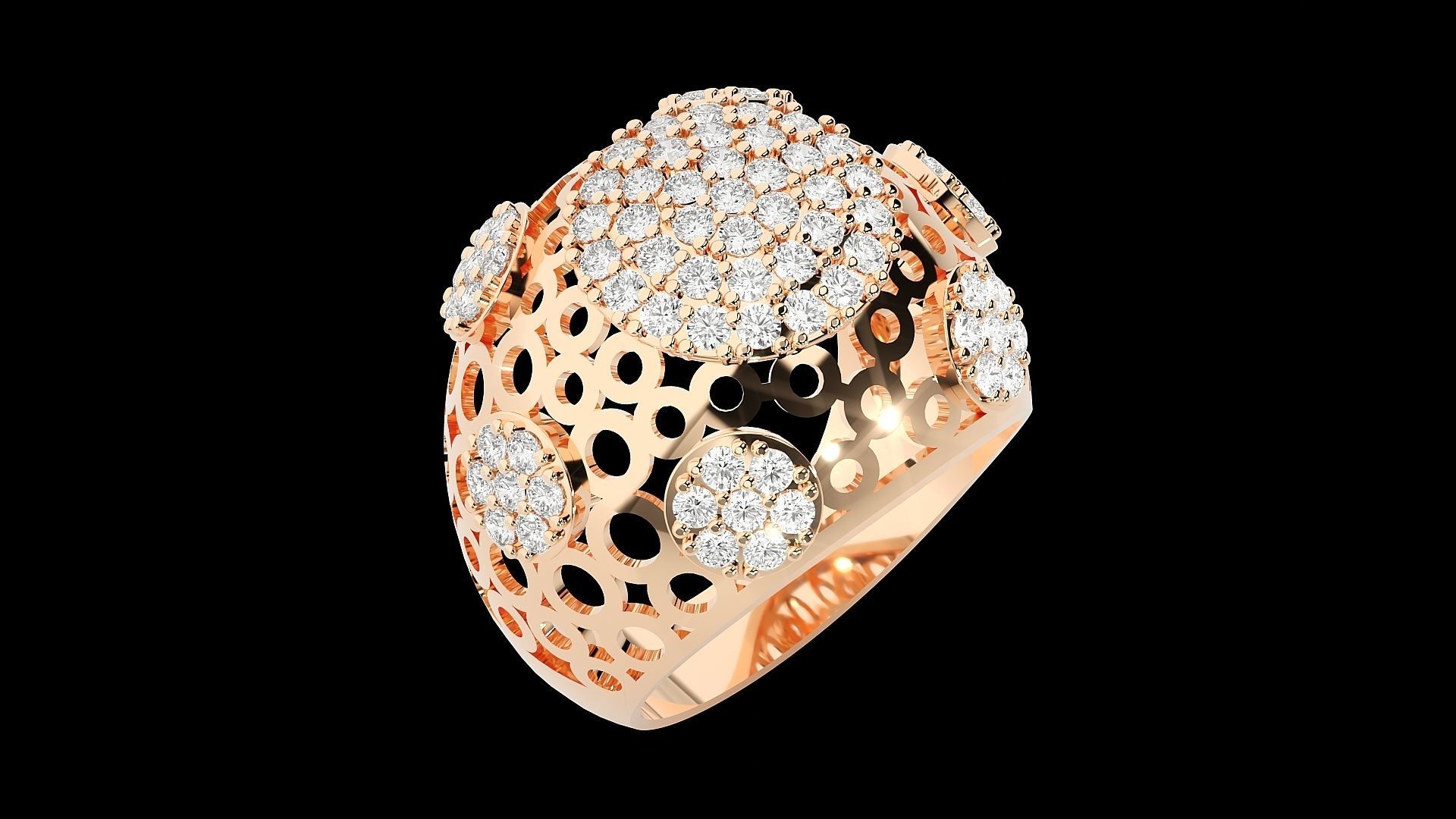 High Jewelry Cocktail Ring 3dm stl renders details 3D print model_12