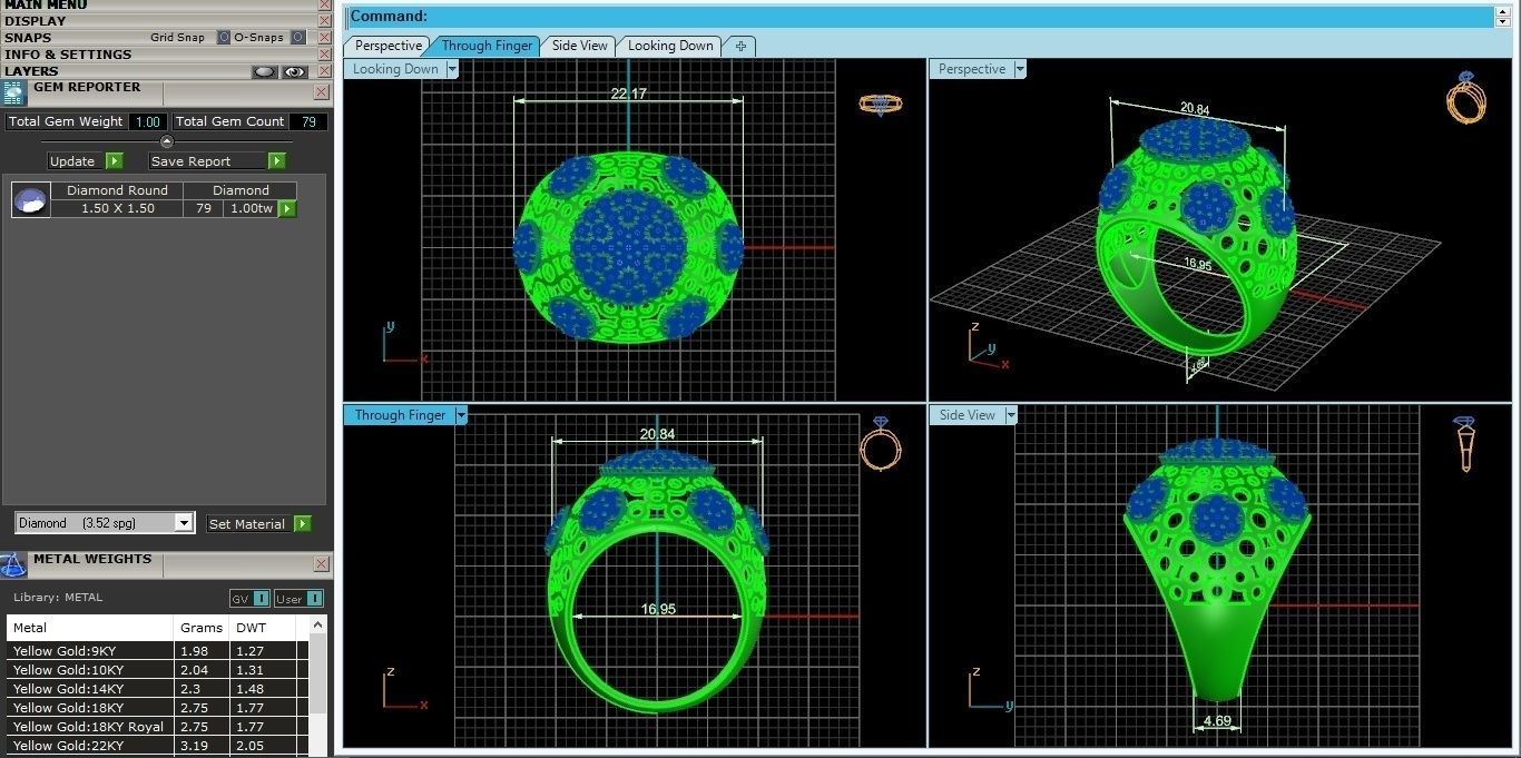 High Jewelry Cocktail Ring 3dm stl renders details 3D print model_5
