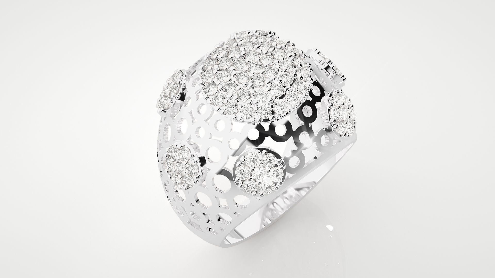 High Jewelry Cocktail Ring 3dm stl renders details 3D print model_18