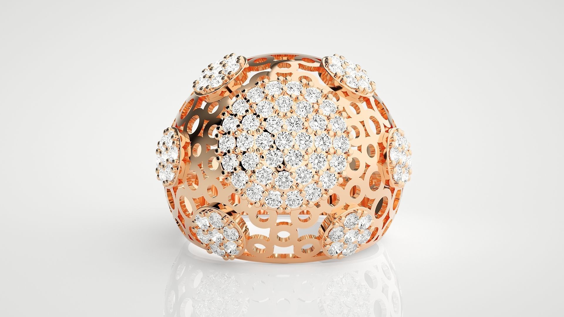 High Jewelry Cocktail Ring 3dm stl renders details 3D print model_2