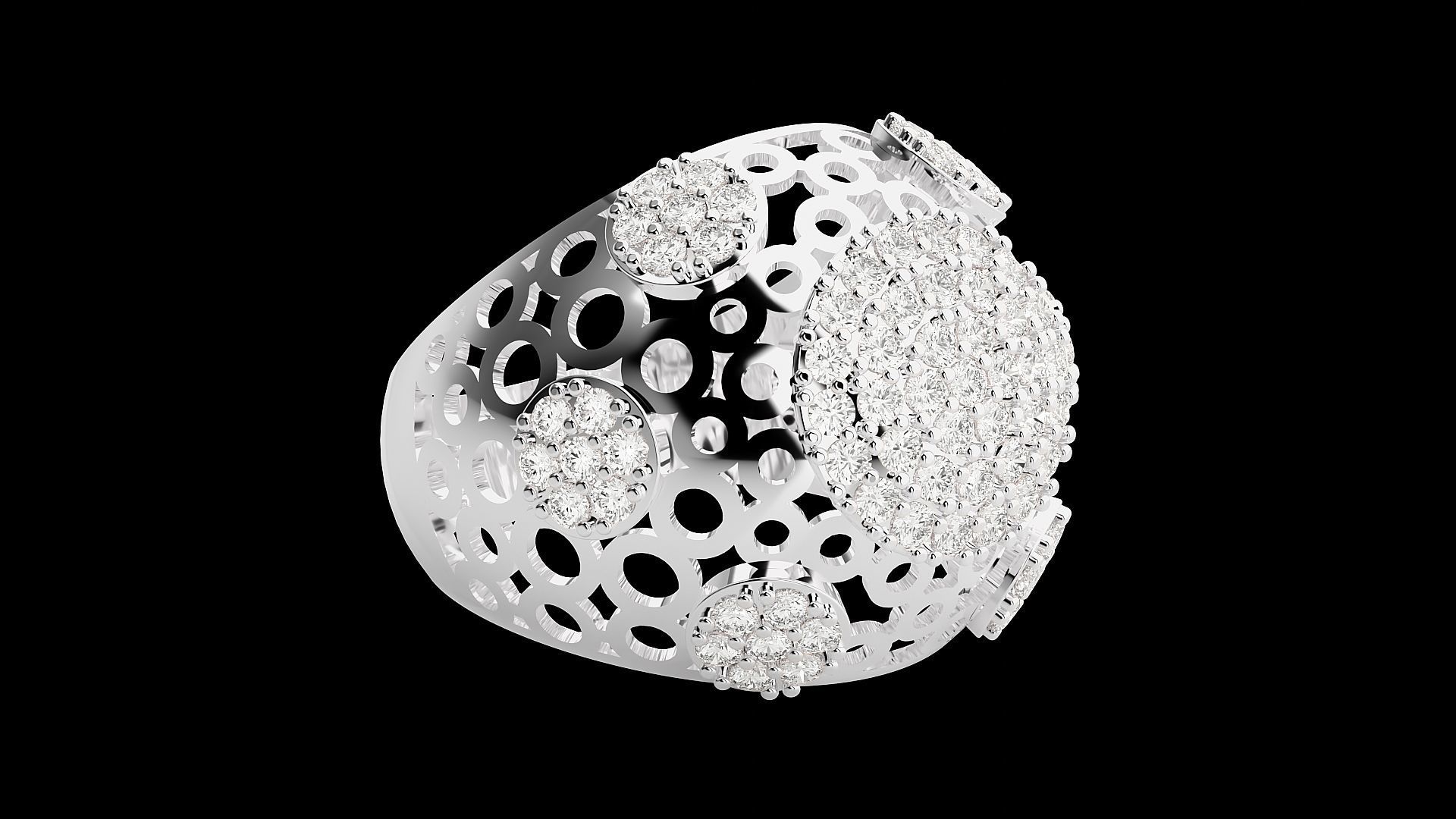 High Jewelry Cocktail Ring 3dm stl renders details 3D print model_21