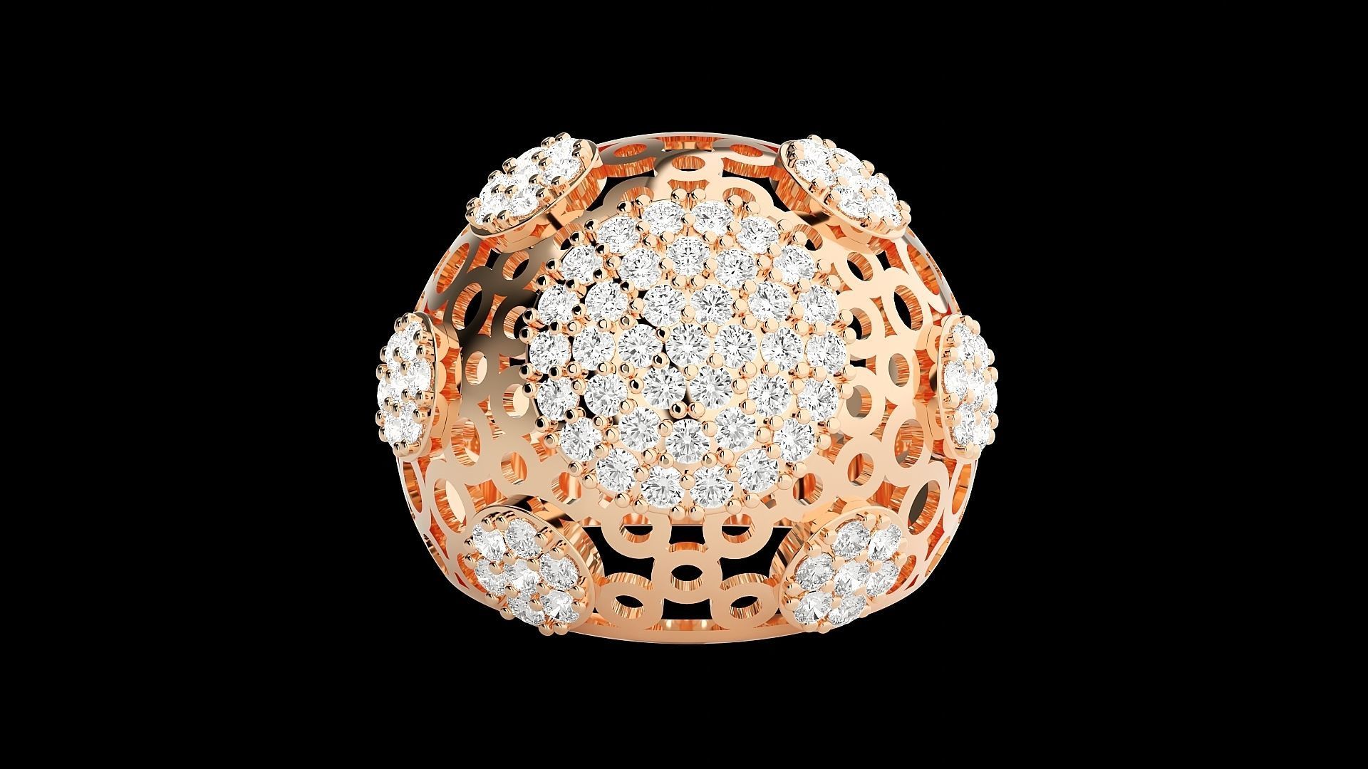 High Jewelry Cocktail Ring 3dm stl renders details 3D print model_7