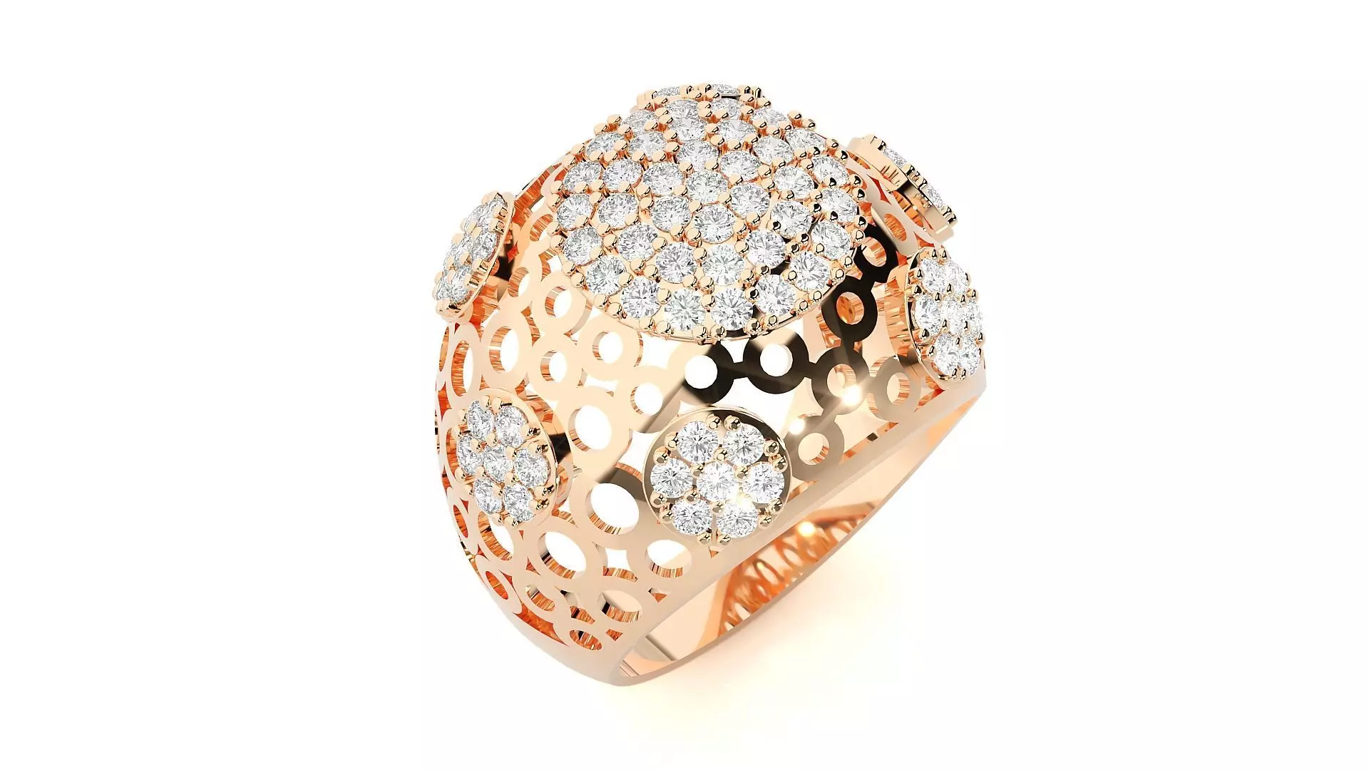 High Jewelry Cocktail Ring 3dm stl renders details 3D print model_0