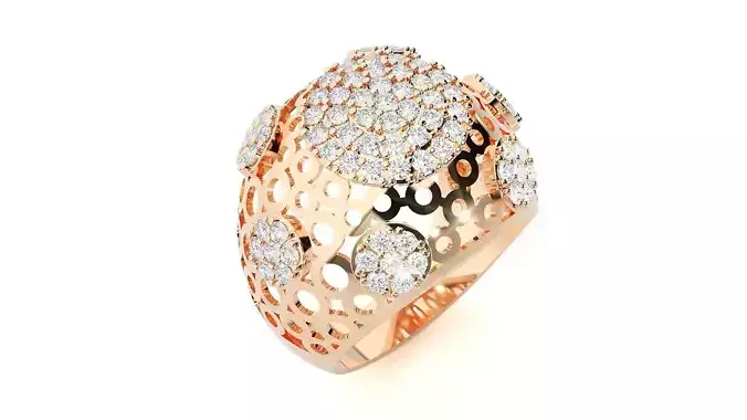 High Jewelry Cocktail Ring 3dm stl renders details 3D print model