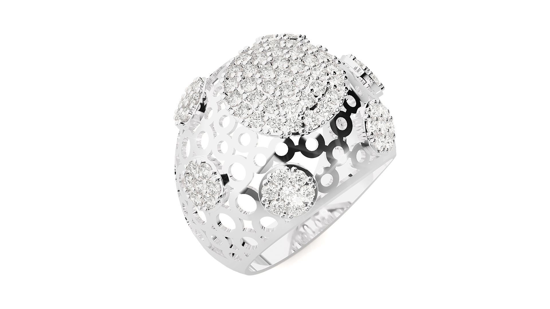 High Jewelry Cocktail Ring 3dm stl renders details 3D print model_17