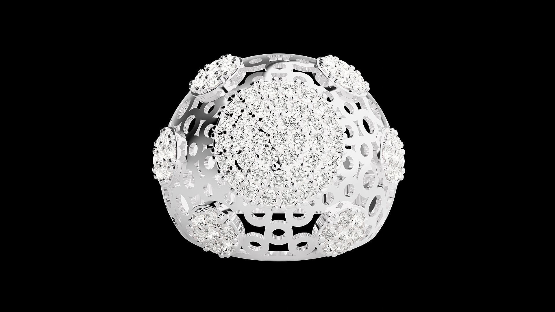 High Jewelry Cocktail Ring 3dm stl renders details 3D print model_20