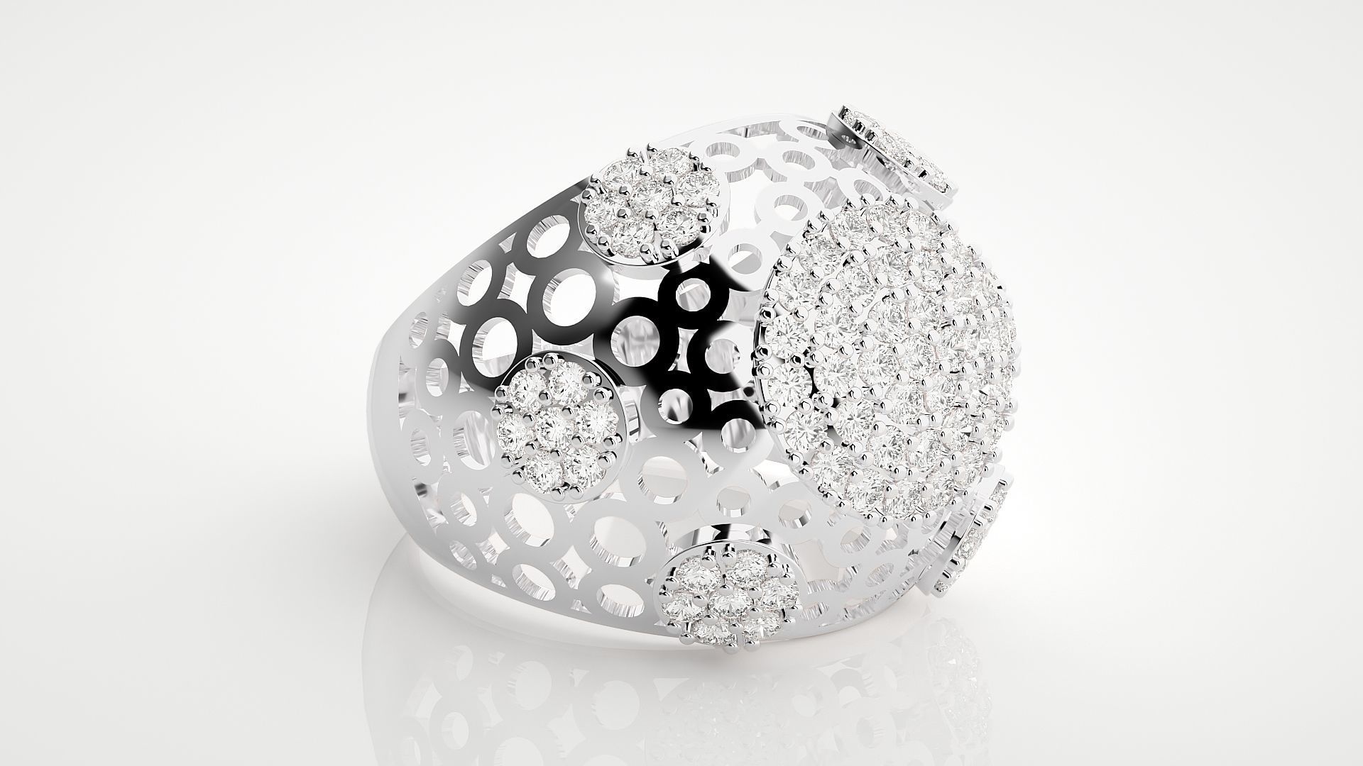 High Jewelry Cocktail Ring 3dm stl renders details 3D print model_16