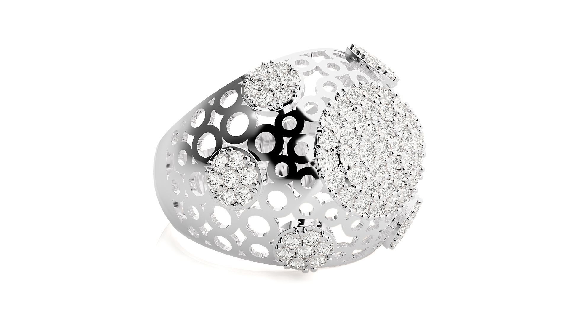 High Jewelry Cocktail Ring 3dm stl renders details 3D print model_15