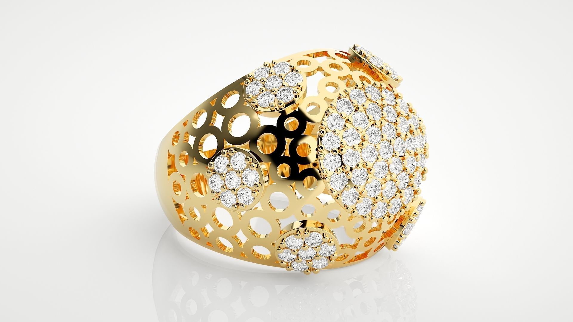 High Jewelry Cocktail Ring 3dm stl renders details 3D print model_28