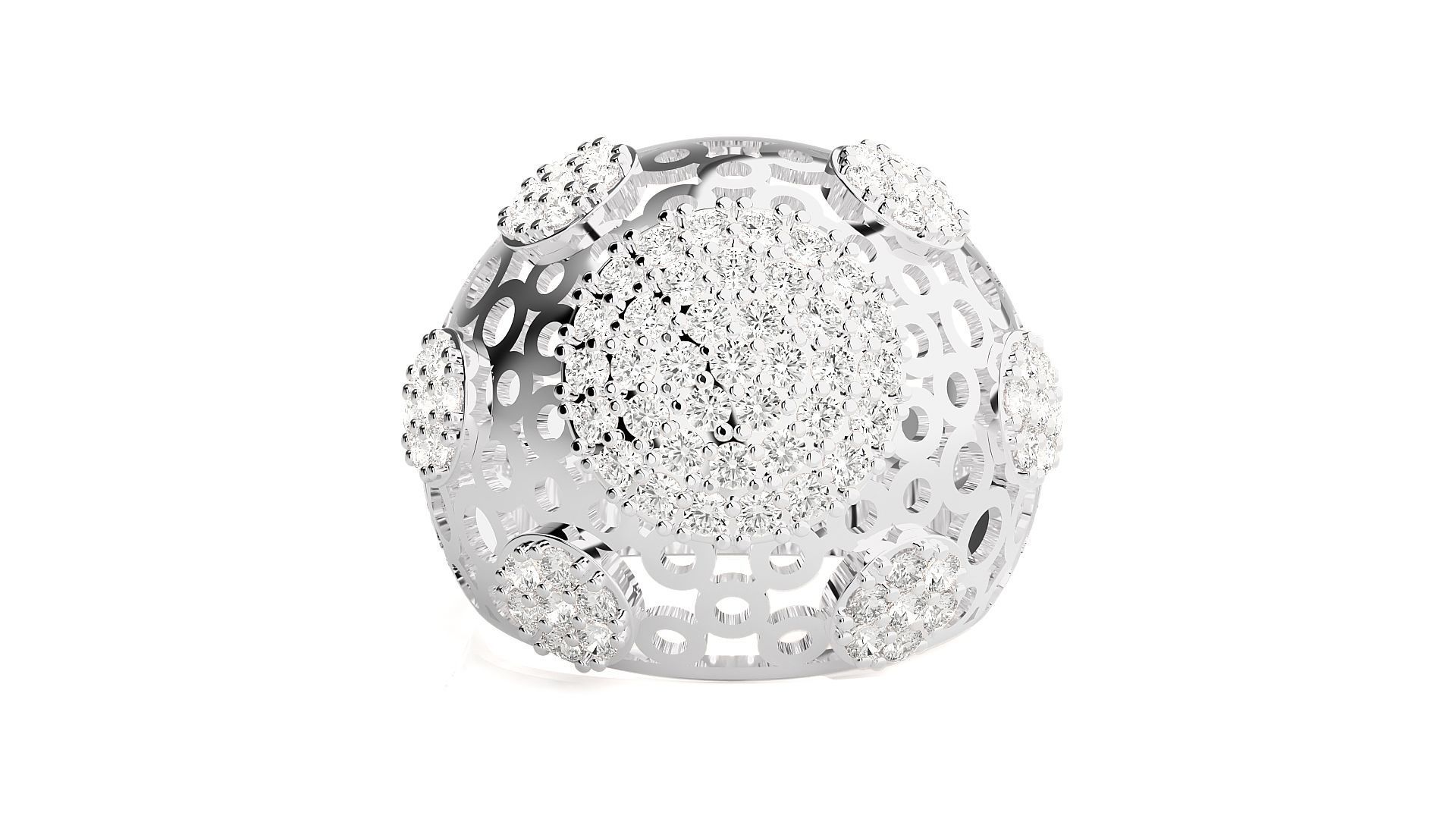 High Jewelry Cocktail Ring 3dm stl renders details 3D print model_13