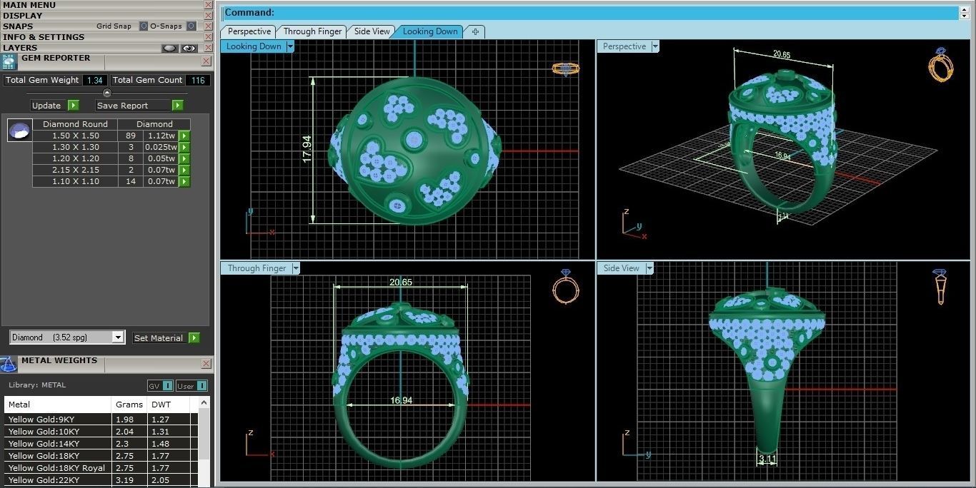 Diamond Heart Head High Jewelry Cocktail Ring 3dm stl renders 3D print model_36