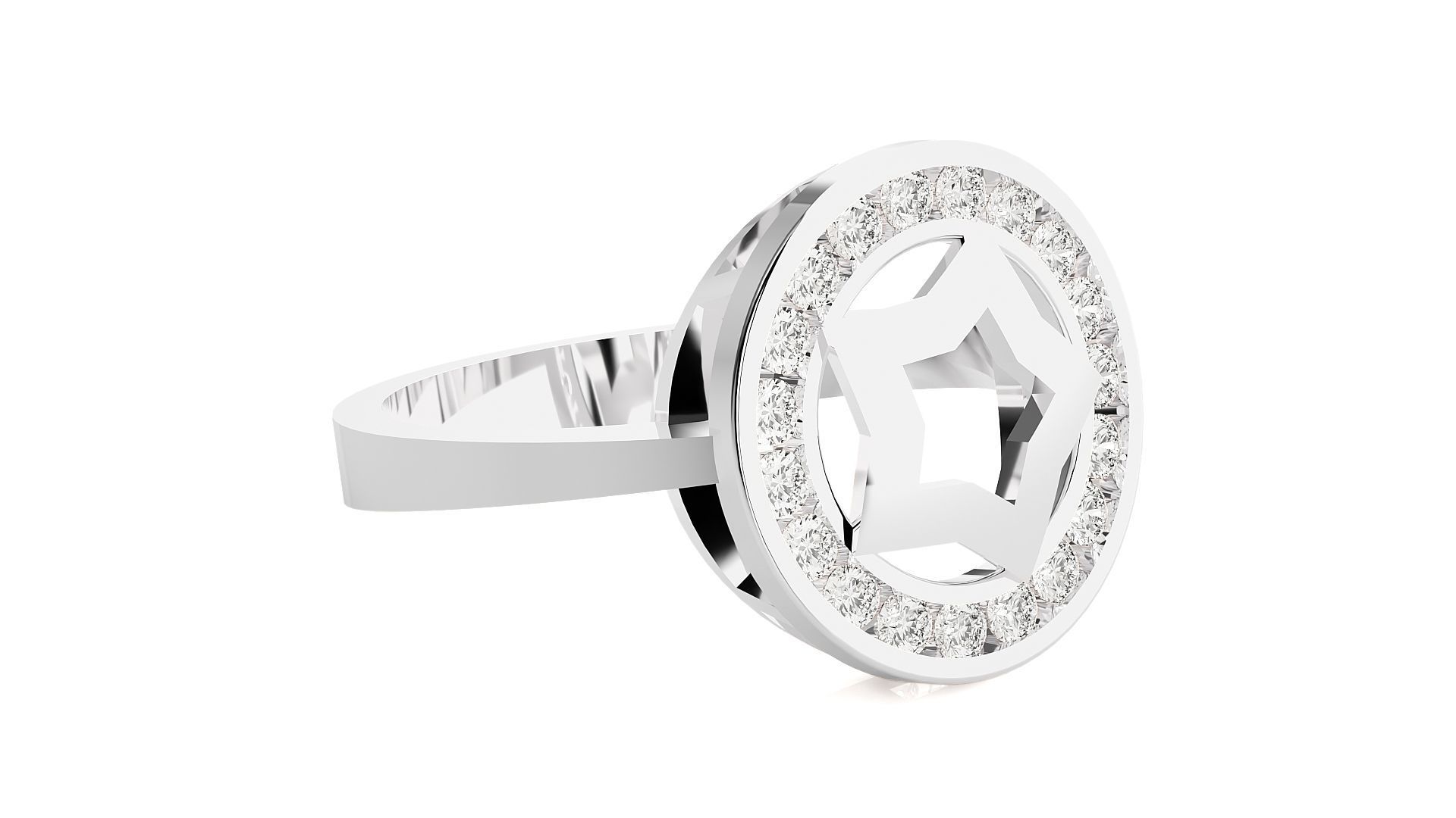 Captain Americas shield High Jewelry Cocktail Ring 3dm stl 3D print model_14