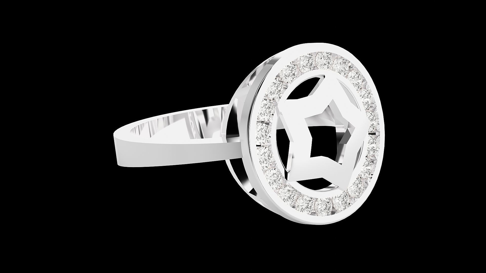 Captain Americas shield High Jewelry Cocktail Ring 3dm stl 3D print model_21