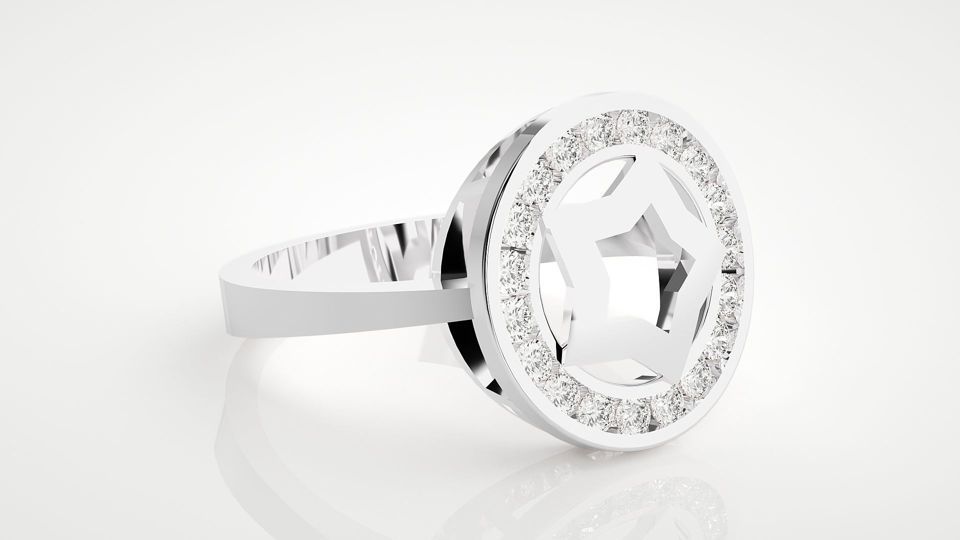 Captain Americas shield High Jewelry Cocktail Ring 3dm stl 3D print model_15