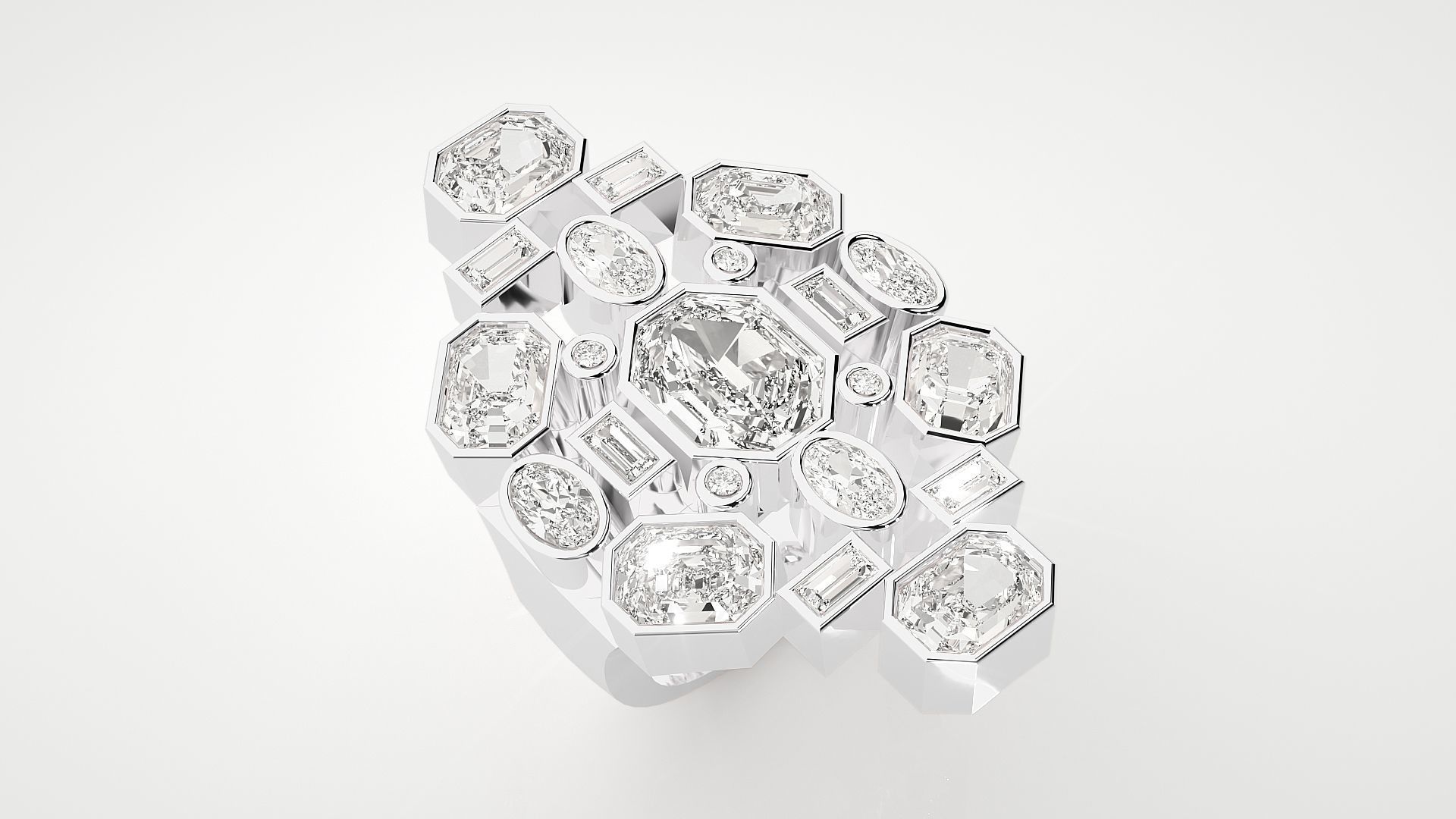 High Jewelry Cocktail Ring 3dm stl renders details 3D print model_18