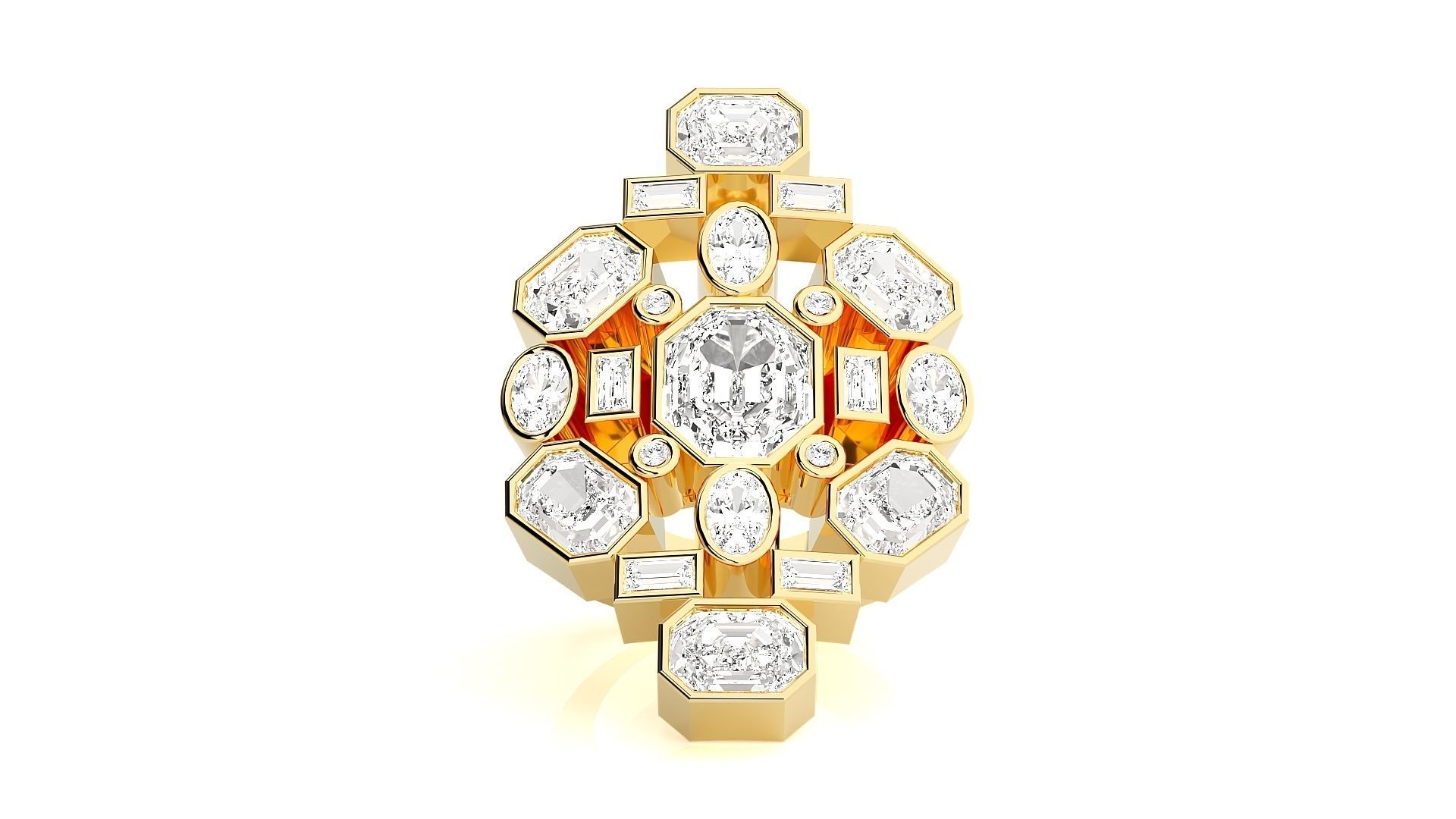 High Jewelry Cocktail Ring 3dm stl renders details 3D print model_25