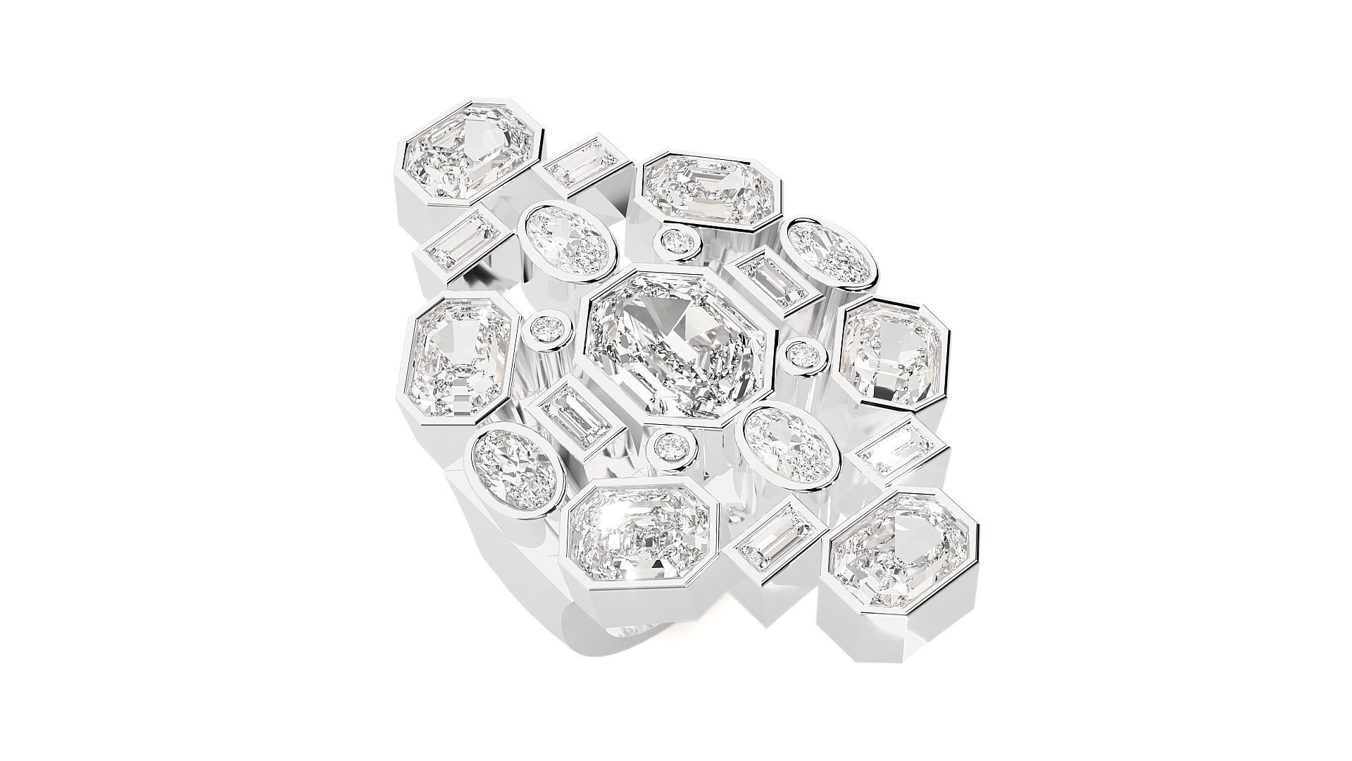 High Jewelry Cocktail Ring 3dm stl renders details 3D print model_17