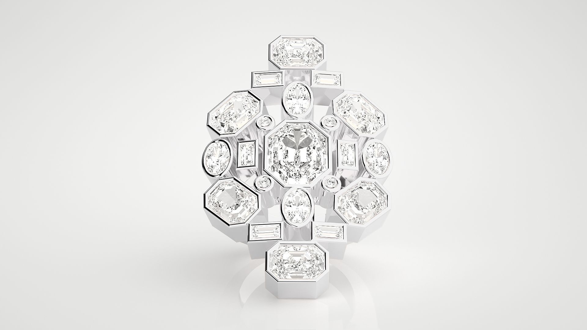 High Jewelry Cocktail Ring 3dm stl renders details 3D print model_14