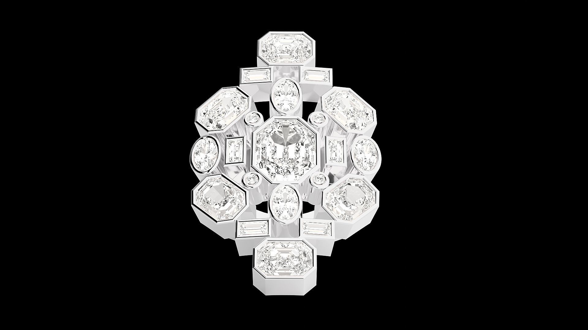 High Jewelry Cocktail Ring 3dm stl renders details 3D print model_19