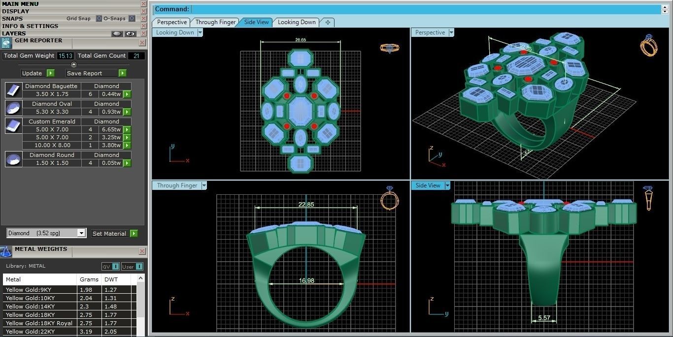 High Jewelry Cocktail Ring 3dm stl renders details 3D print model_1