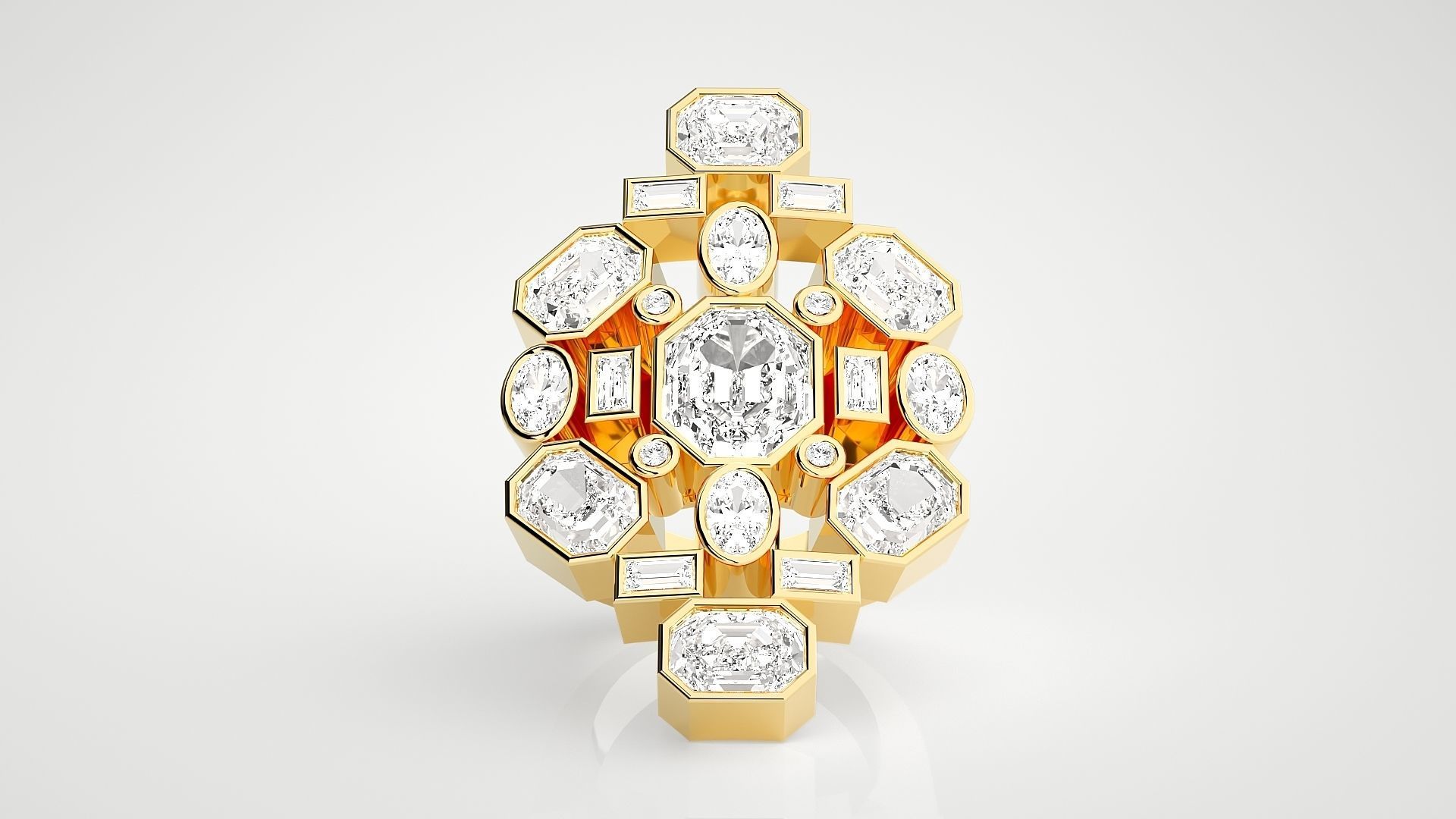 High Jewelry Cocktail Ring 3dm stl renders details 3D print model_26