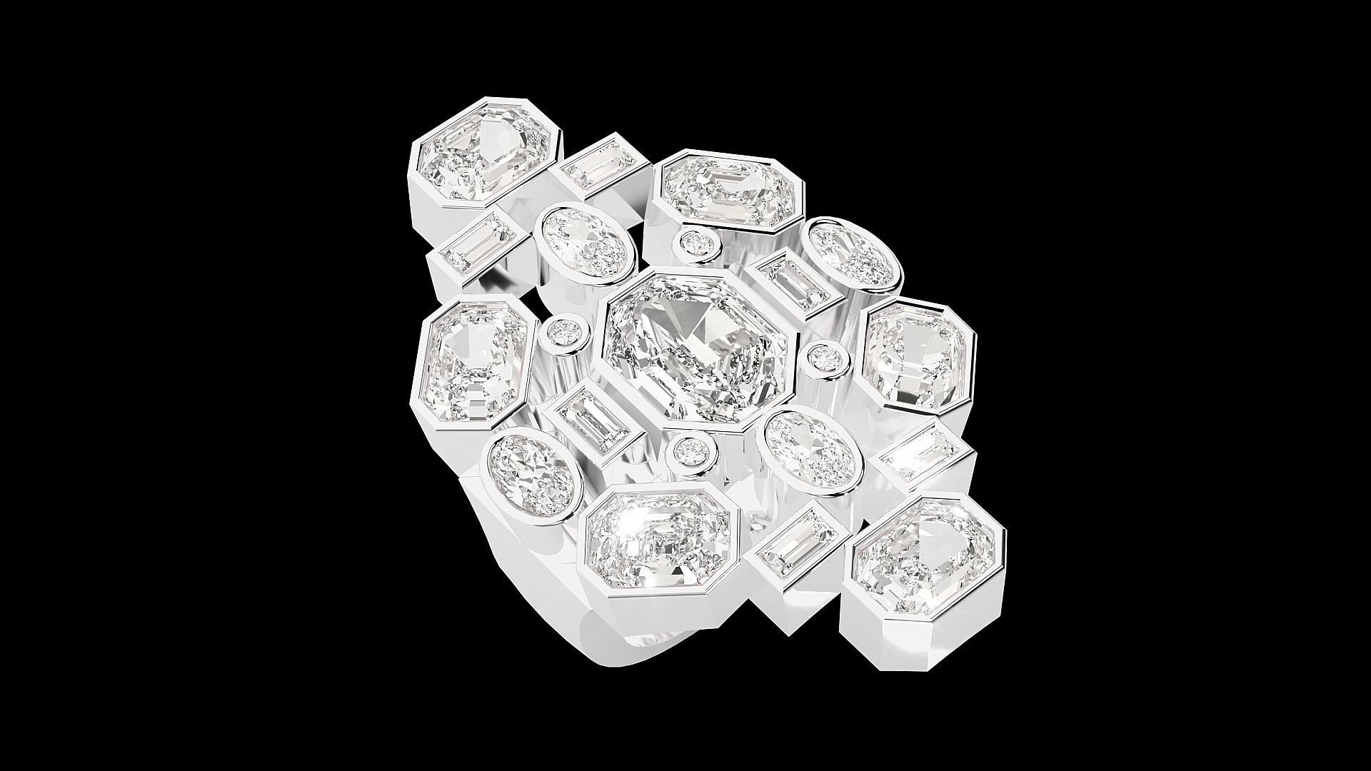 High Jewelry Cocktail Ring 3dm stl renders details 3D print model_24