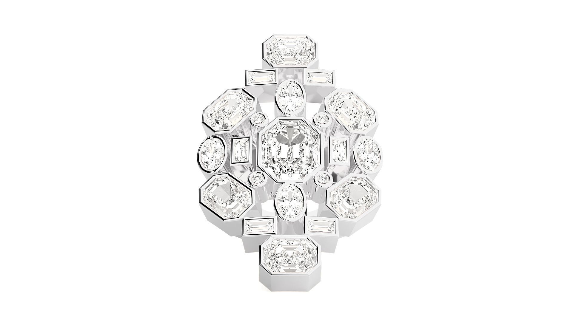 High Jewelry Cocktail Ring 3dm stl renders details 3D print model_13