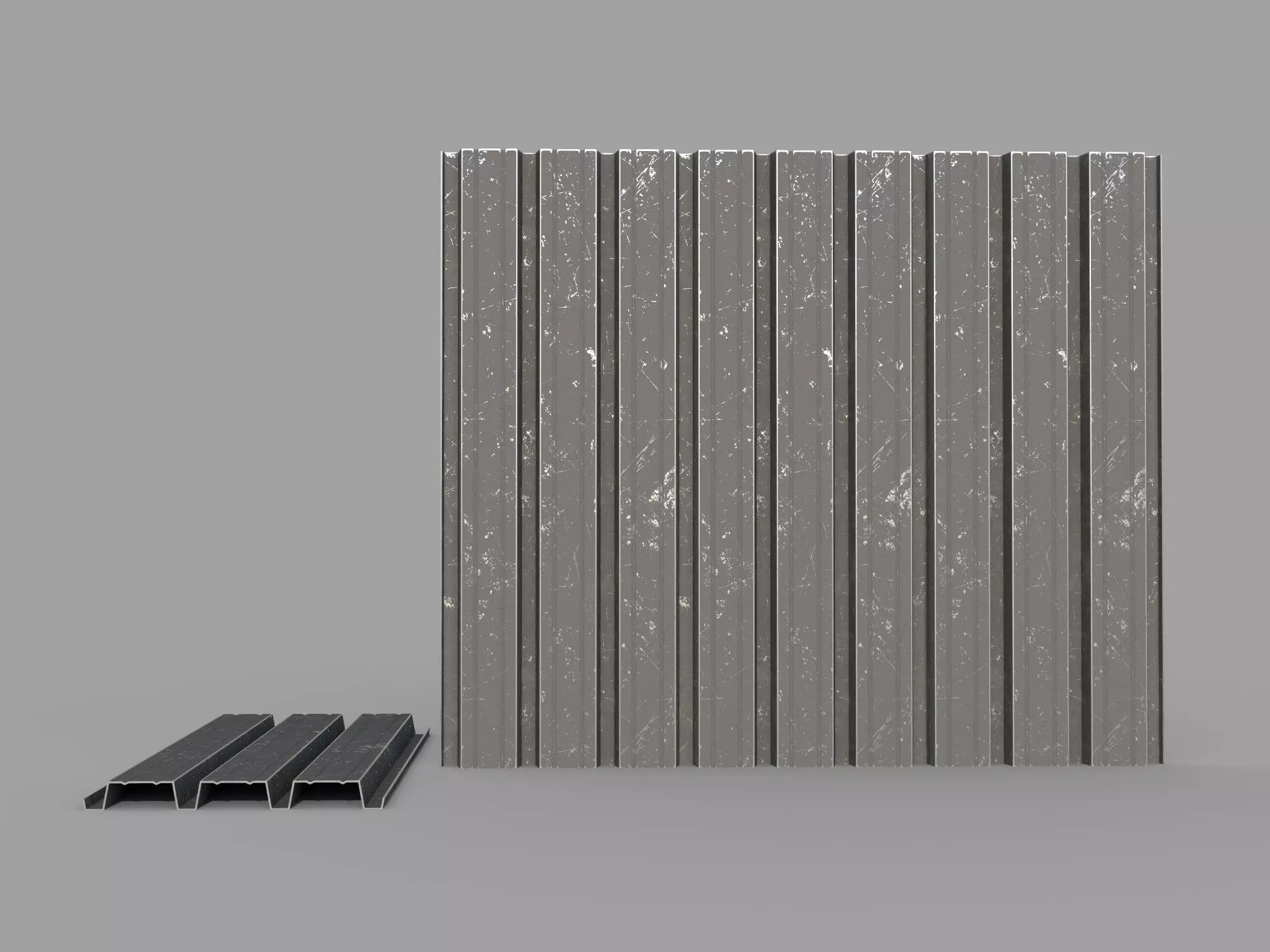 Corrugated Galvanized Metal Sheets 3 Low-poly 3D model