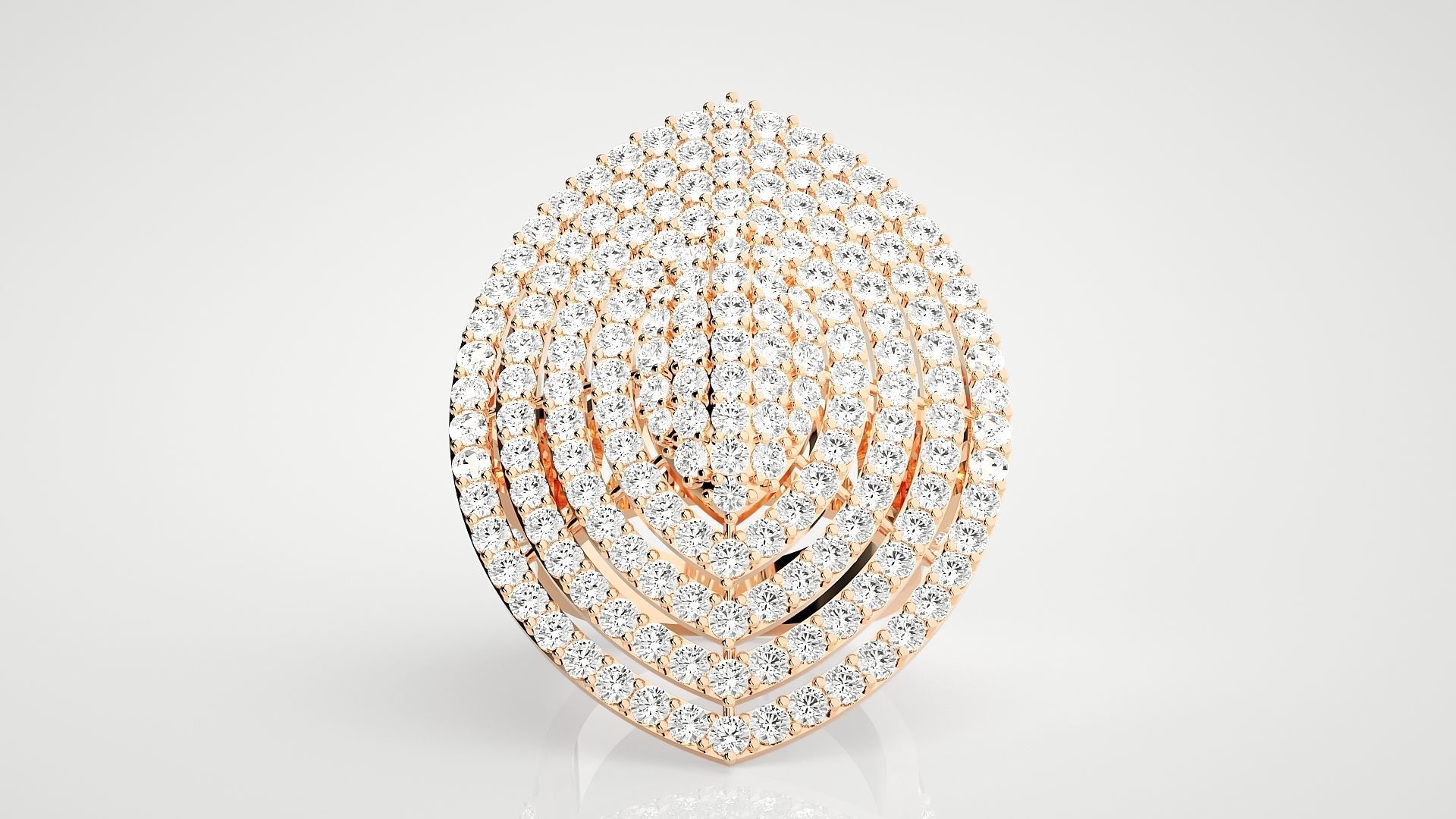 High Jewelry Cocktail Ring 3dm stl renders details 3D print model_2