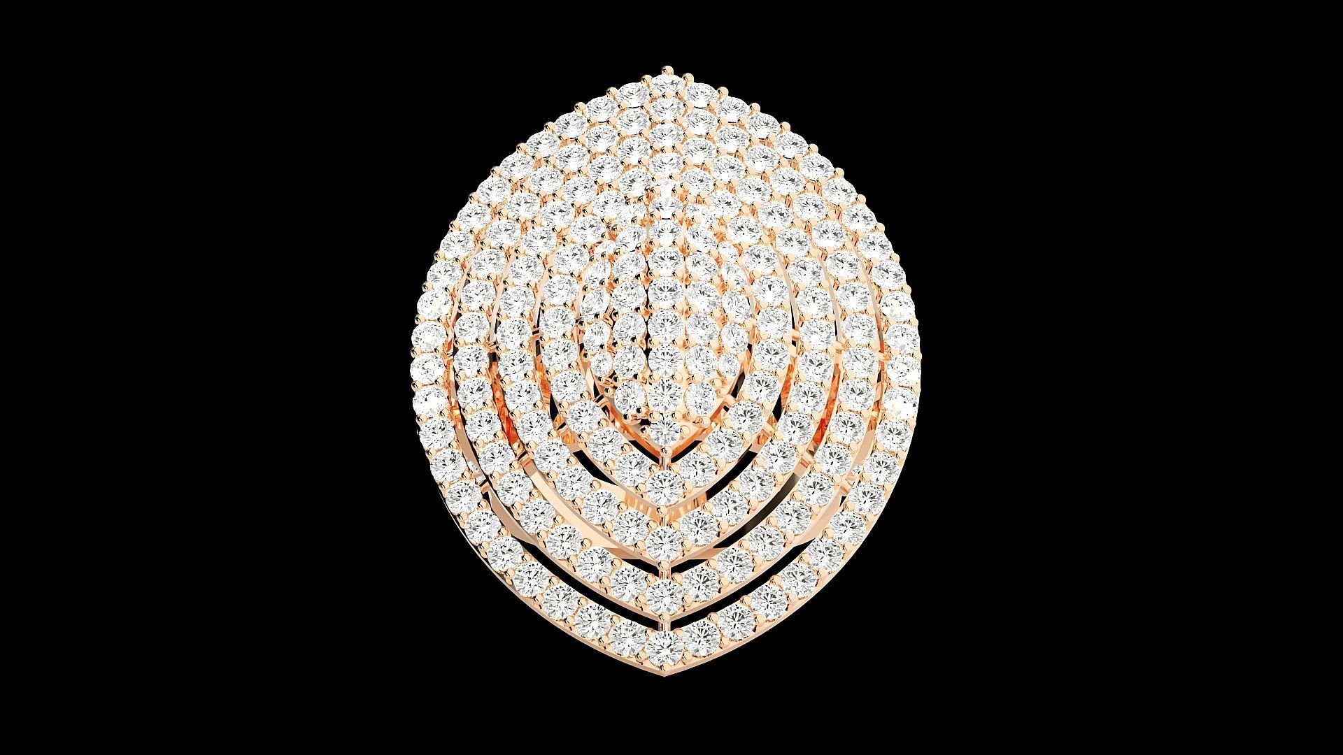 High Jewelry Cocktail Ring 3dm stl renders details 3D print model_7