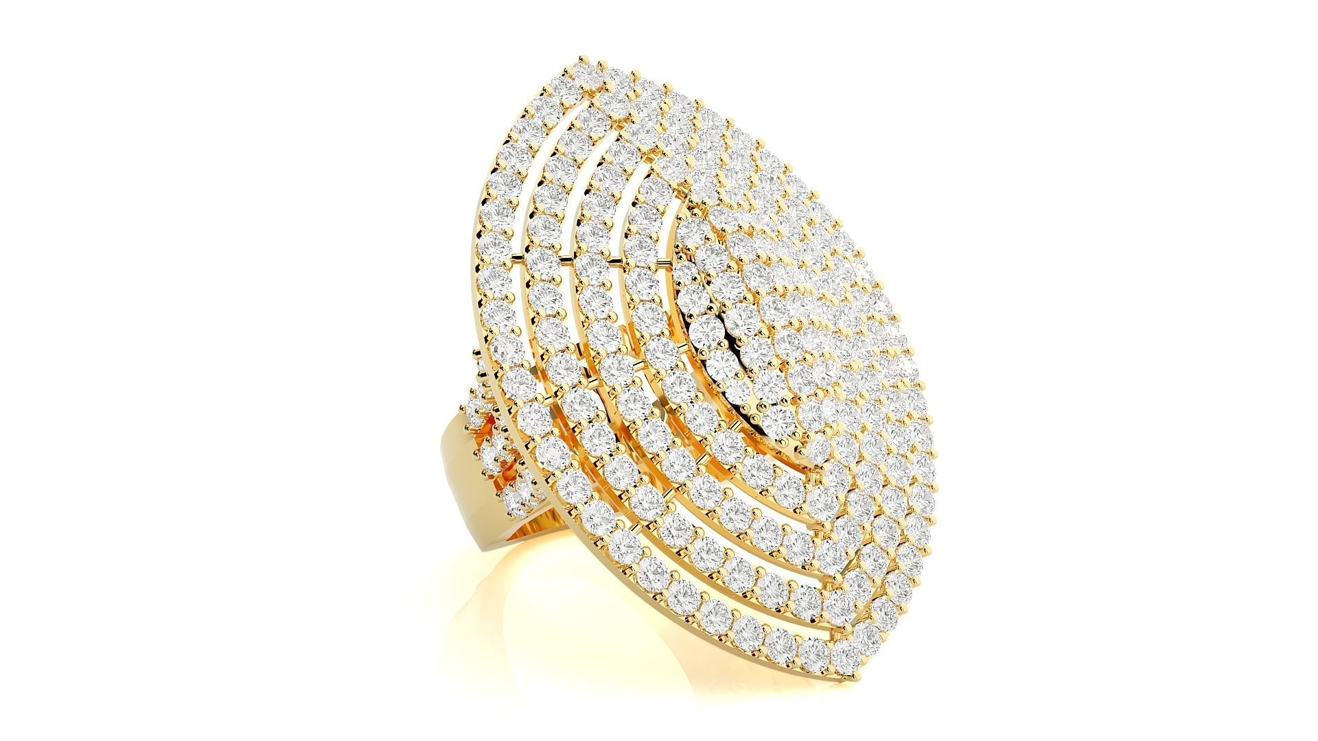 High Jewelry Cocktail Ring 3dm stl renders details 3D print model_27