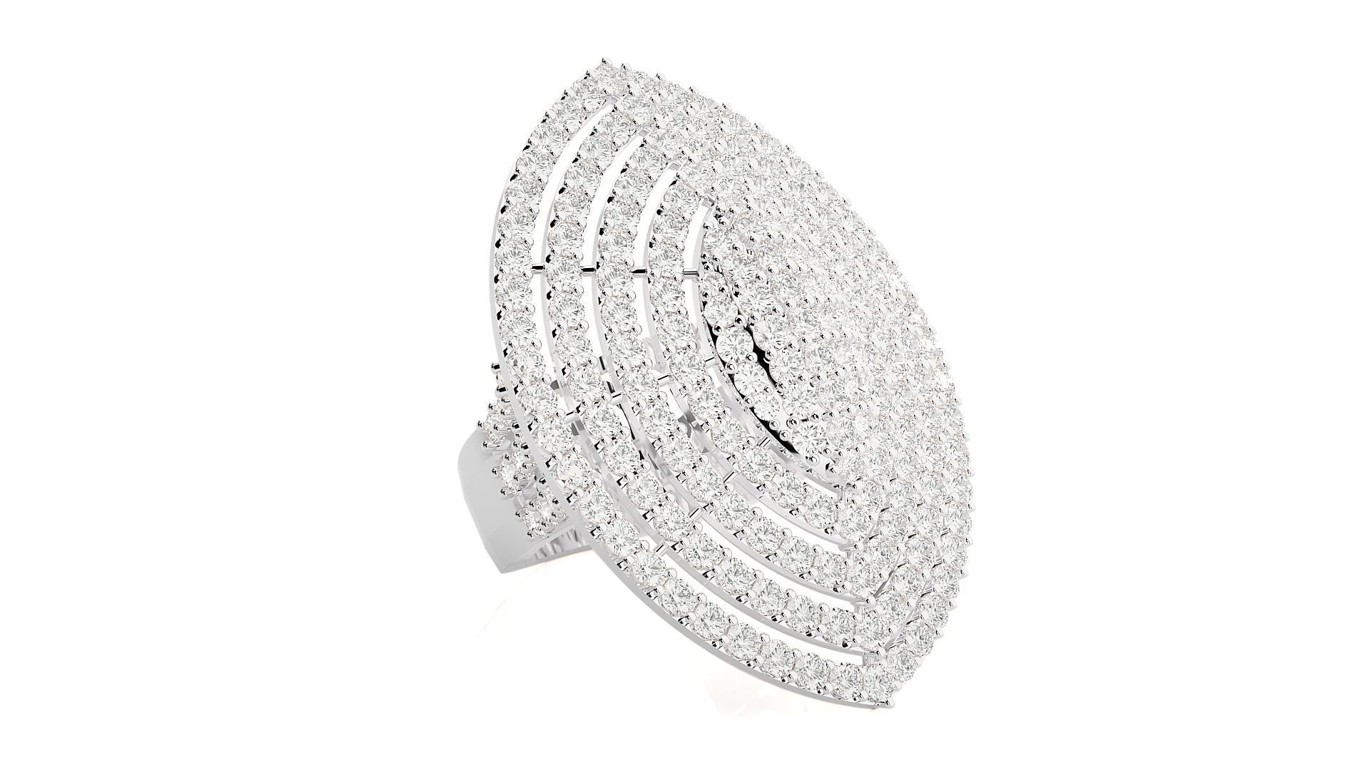 High Jewelry Cocktail Ring 3dm stl renders details 3D print model_15