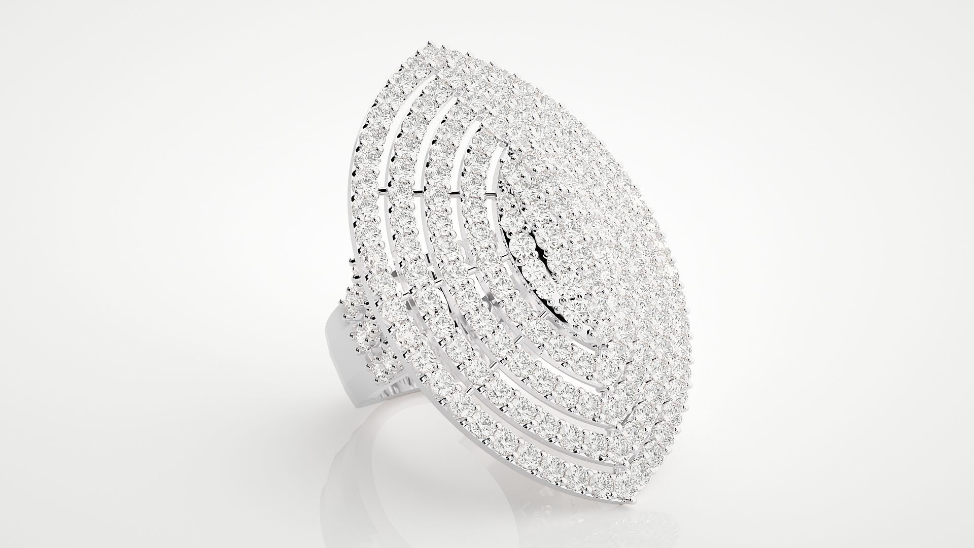 High Jewelry Cocktail Ring 3dm stl renders details 3D print model_16