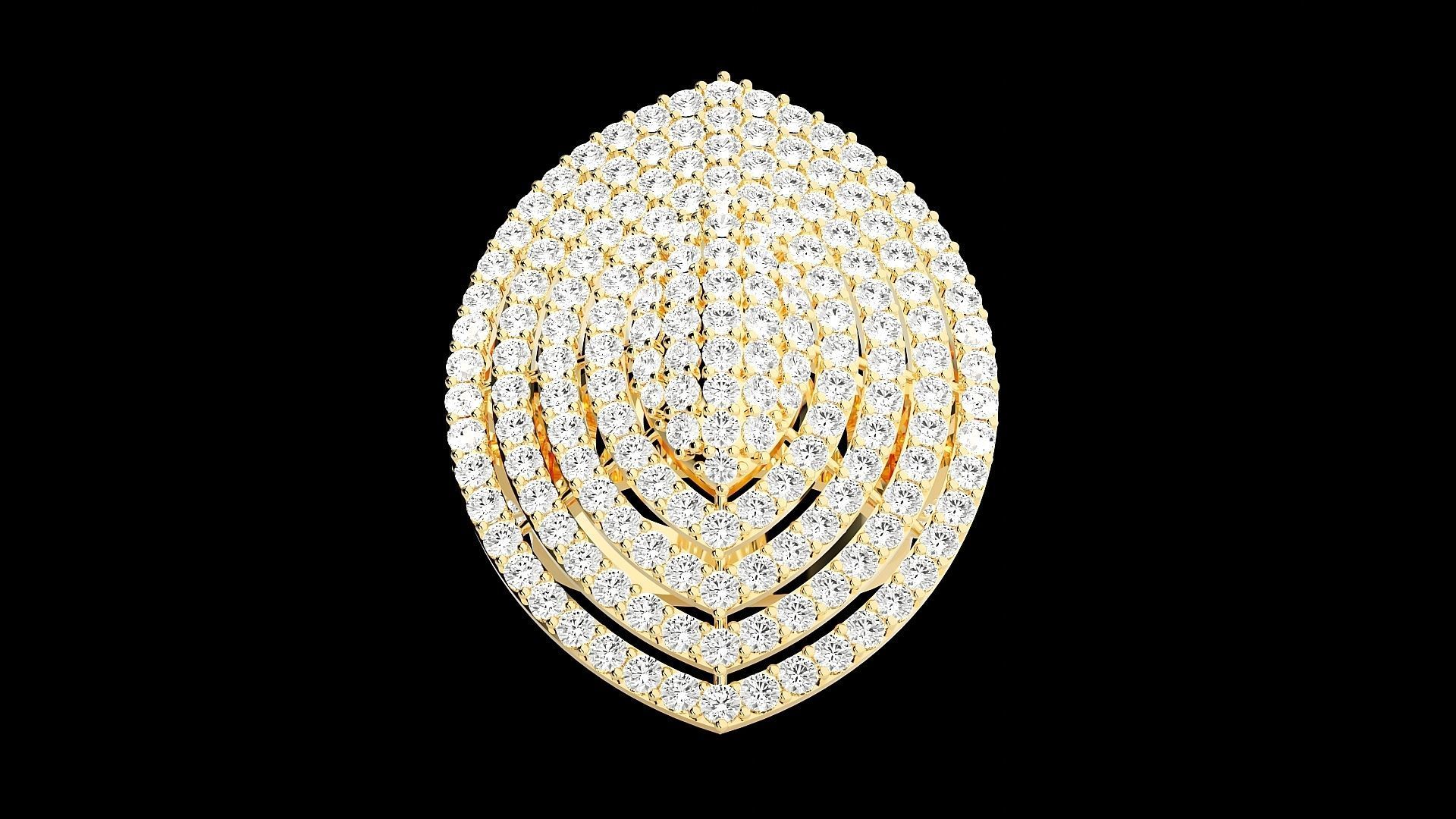 High Jewelry Cocktail Ring 3dm stl renders details 3D print model_32