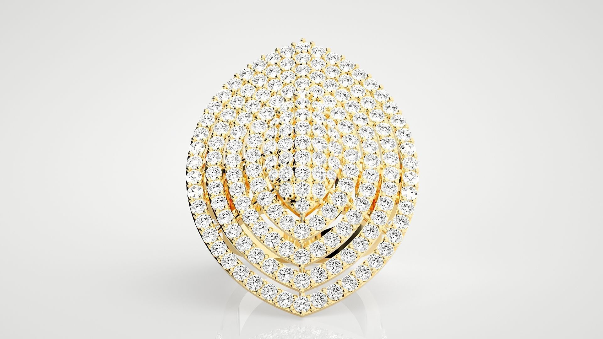 High Jewelry Cocktail Ring 3dm stl renders details 3D print model_26