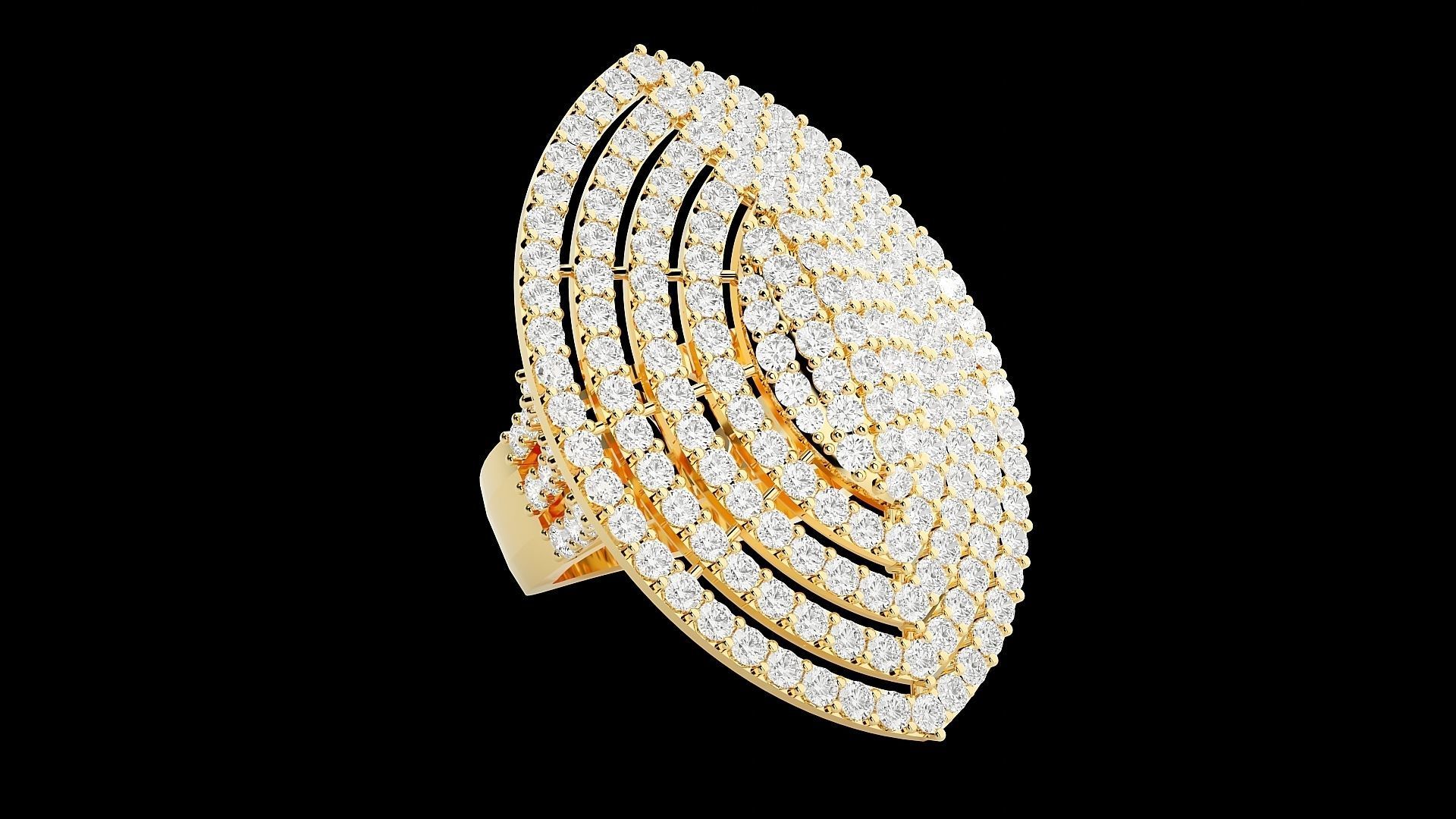 High Jewelry Cocktail Ring 3dm stl renders details 3D print model_34