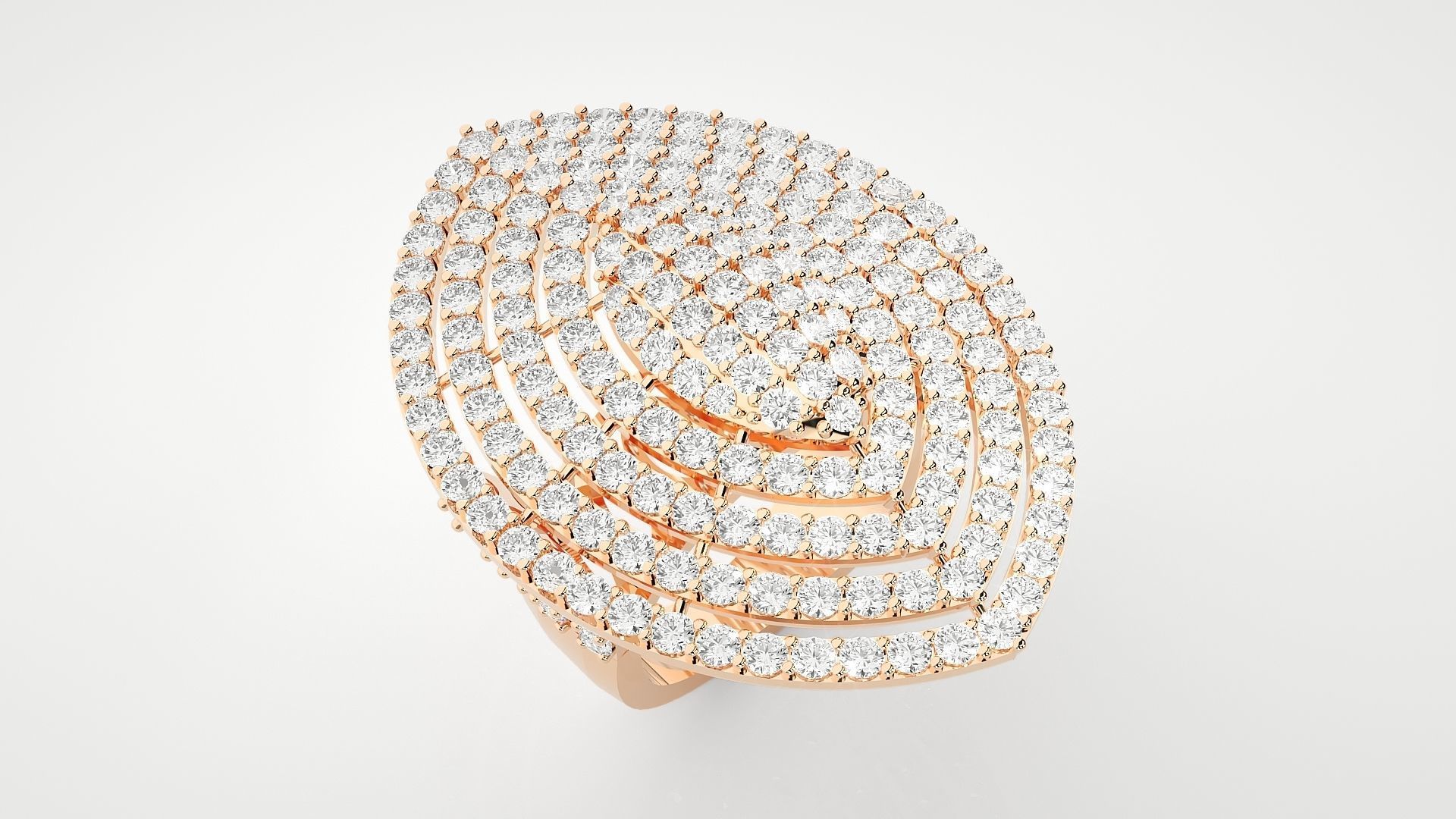 High Jewelry Cocktail Ring 3dm stl renders details 3D print model_6