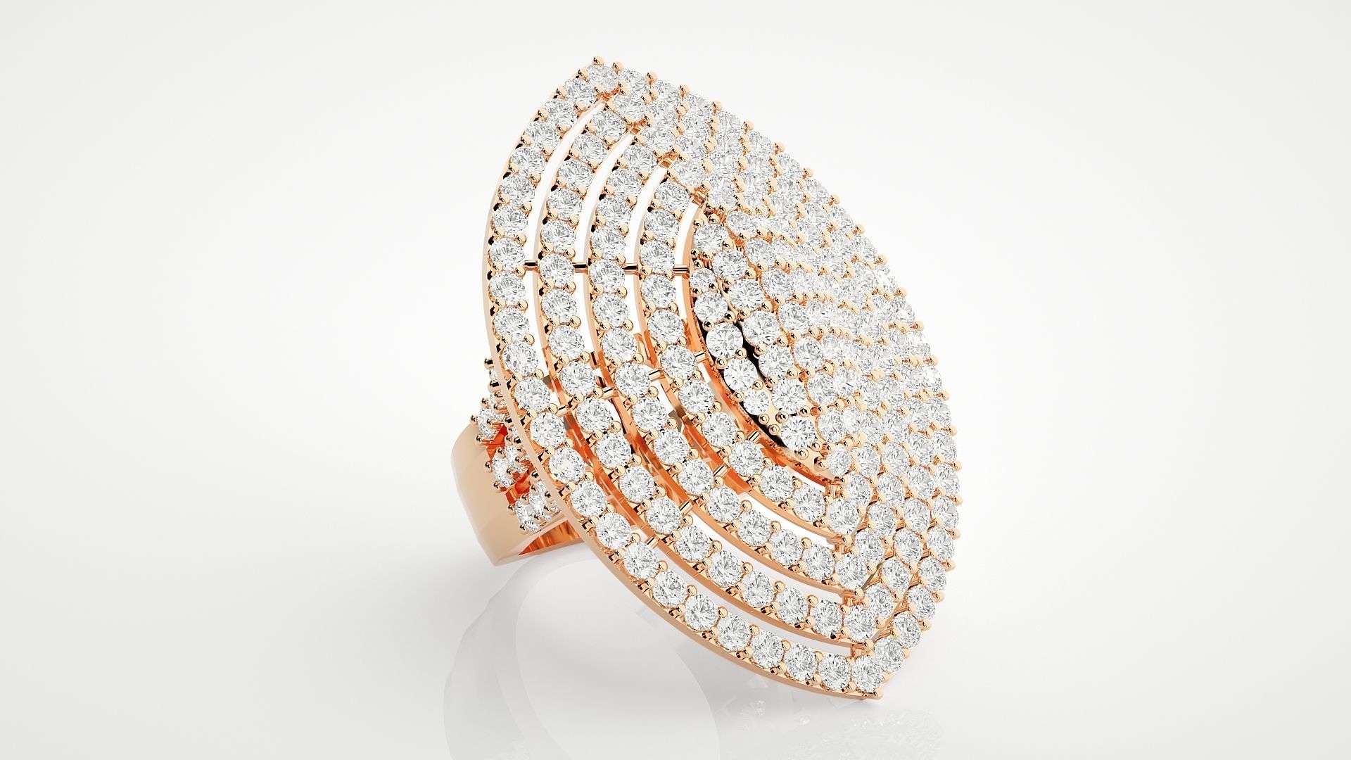 High Jewelry Cocktail Ring 3dm stl renders details 3D print model_4