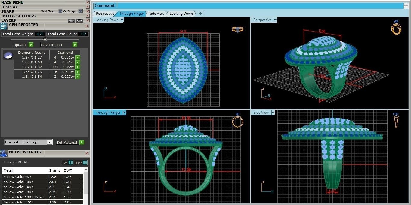 High Jewelry Cocktail Ring 3dm stl renders details 3D print model_5